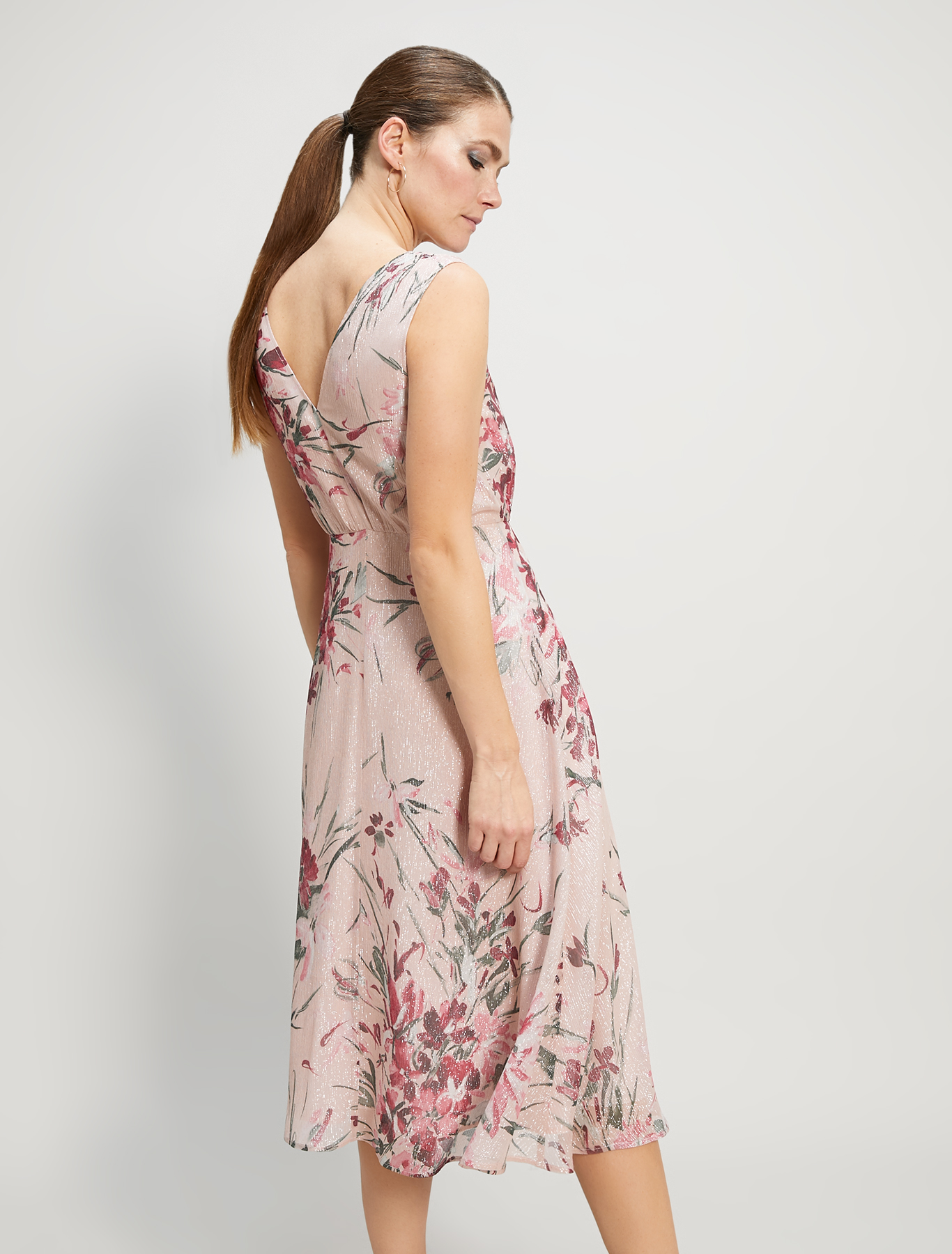 Lamé silk midi dress, rose pink pattern - Pennyblack Lamé silk midi dress - rose pink pattern - pennyblack