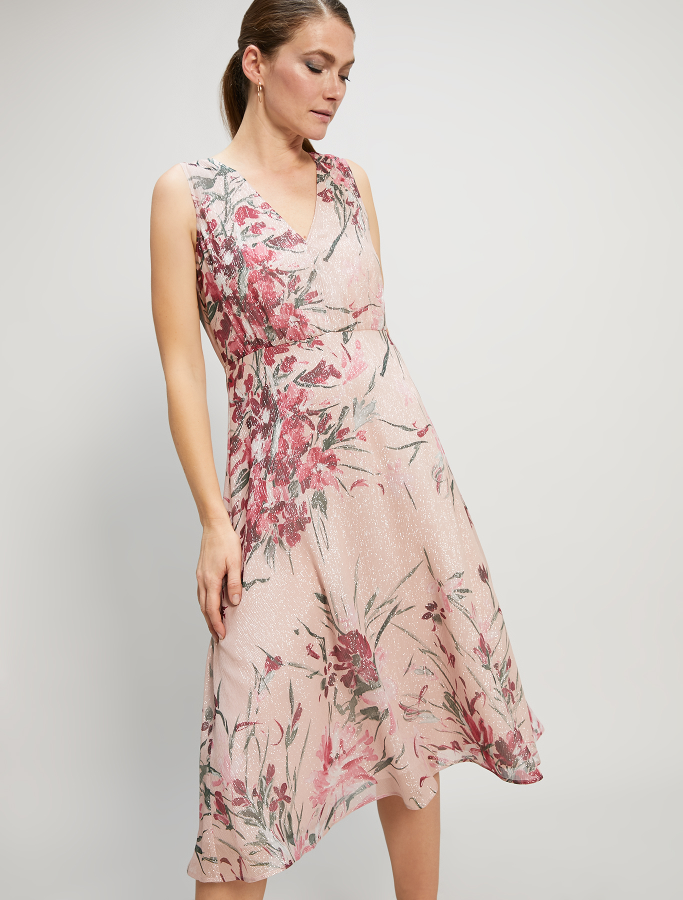 Lamé silk midi dress, rose pink pattern - Pennyblack Lamé silk midi dress - rose pink pattern - pennyblack