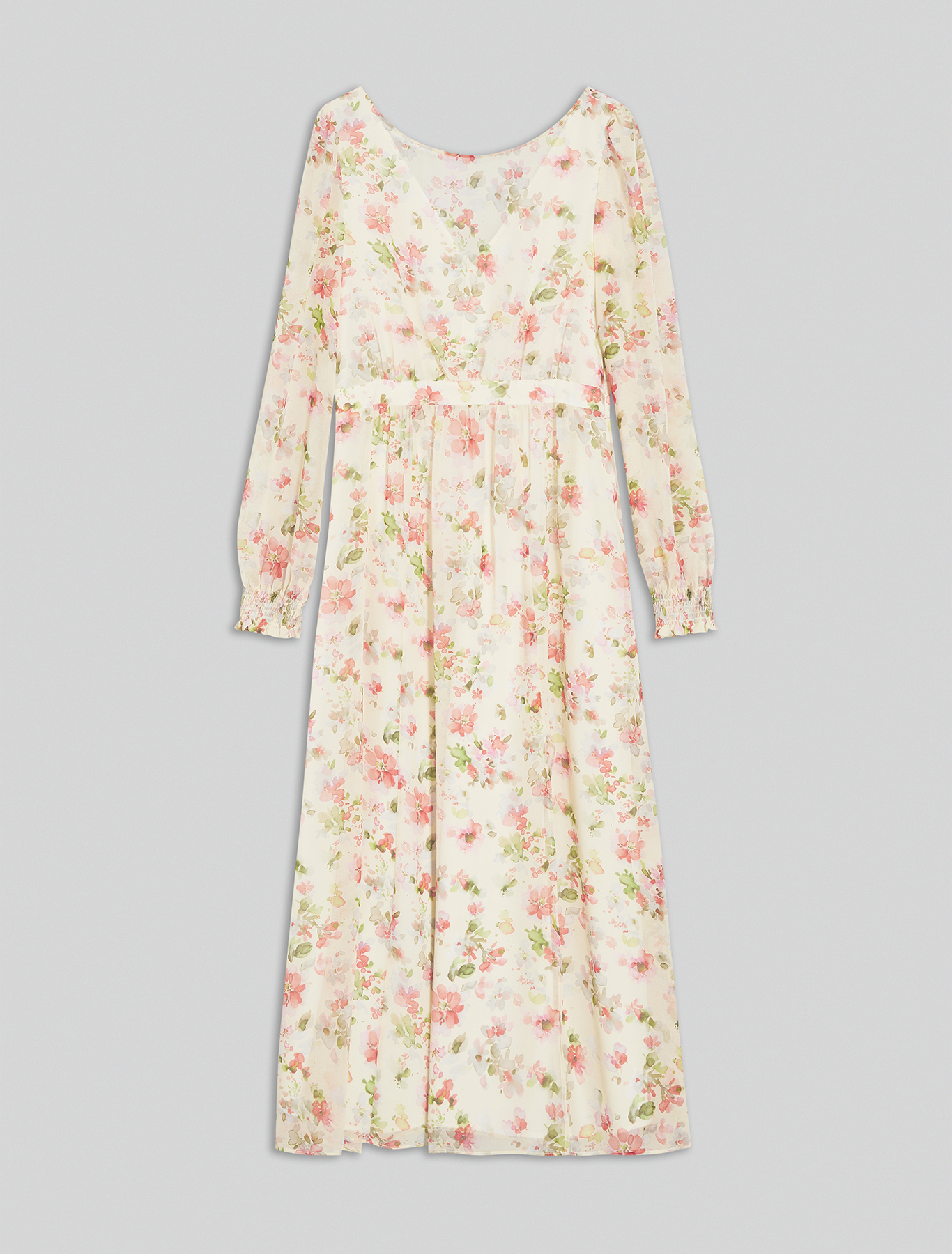 Floral georgette long dress, soft yellow pattern - Pennyblack Floral georgette long dress - soft yellow pattern - pennyblack