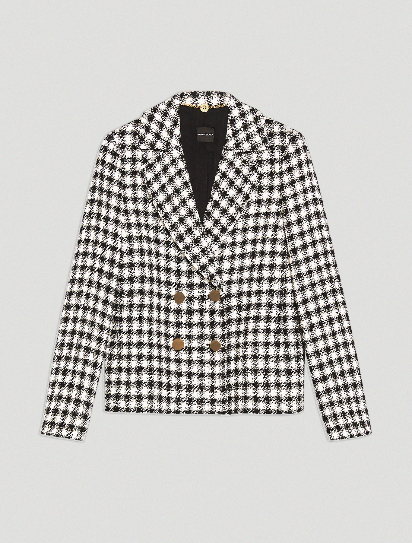 Pea coat in lamé basketweave, black pattern - Pennyblack Pea coat in lamé basketweave - black pattern - pennyblack