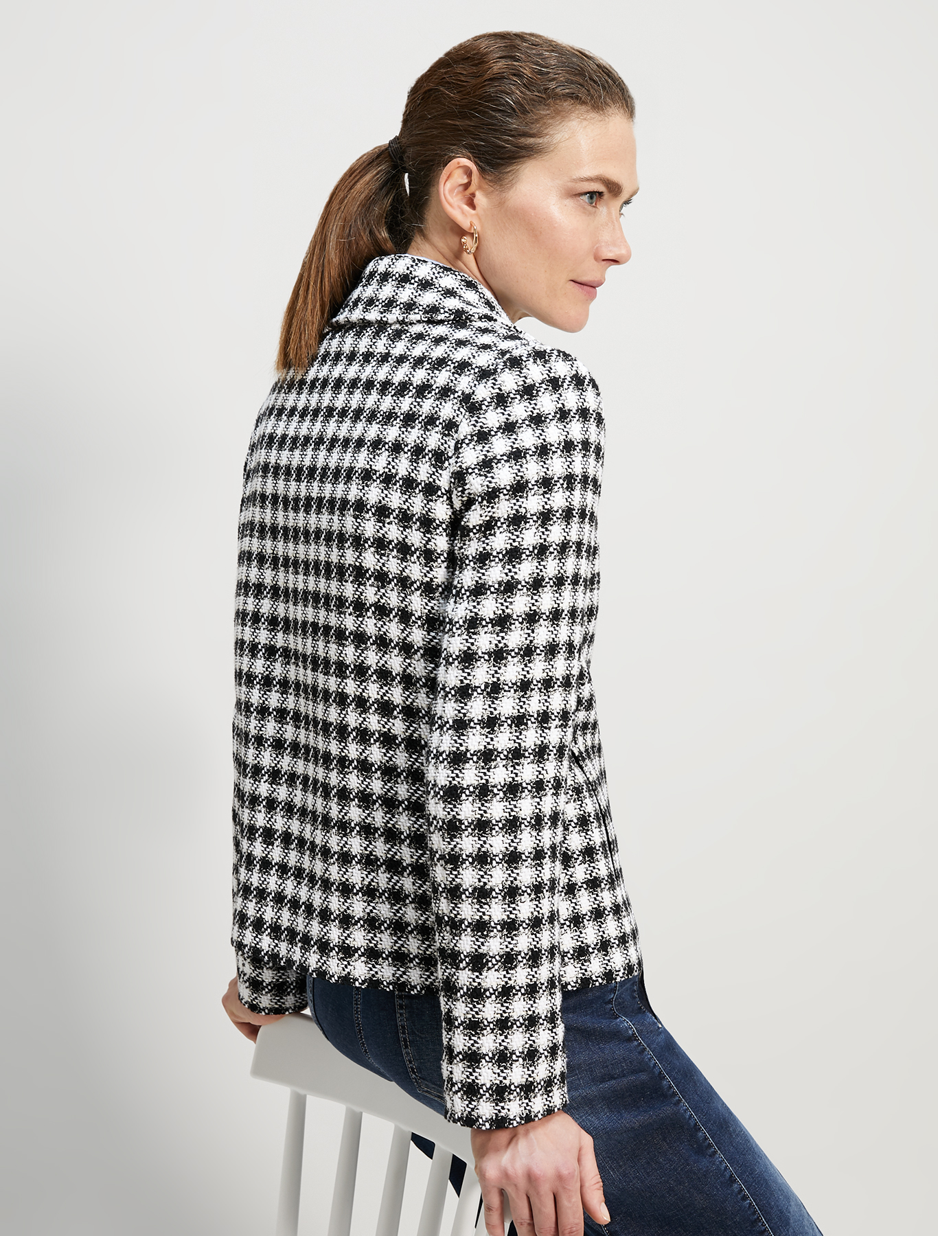 Pea coat in lamé basketweave, black pattern - Pennyblack Pea coat in lamé basketweave - black pattern - pennyblack