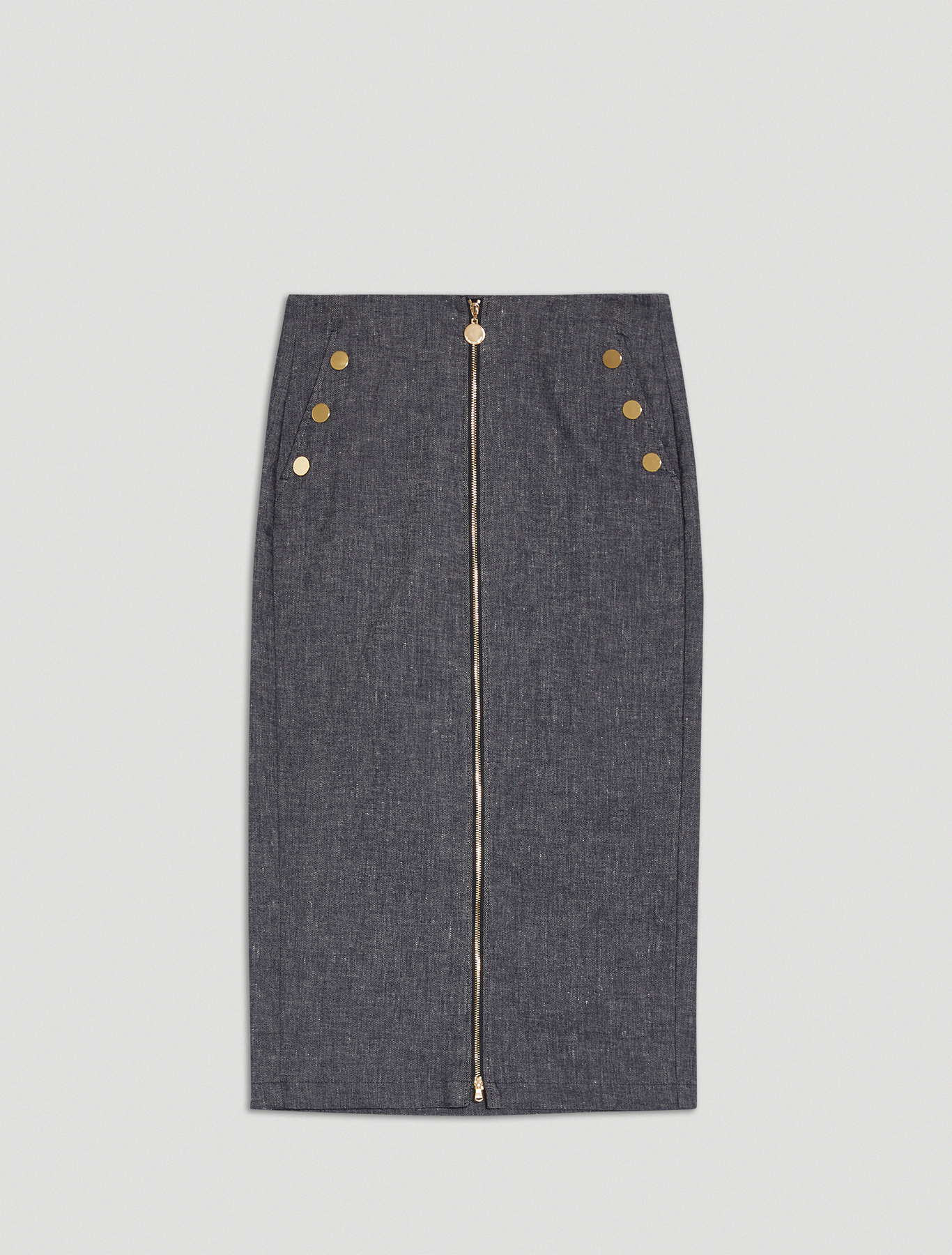 Linen and cotton skirt, navy blue - Pennyblack Linen and cotton skirt - navy blue - pennyblack