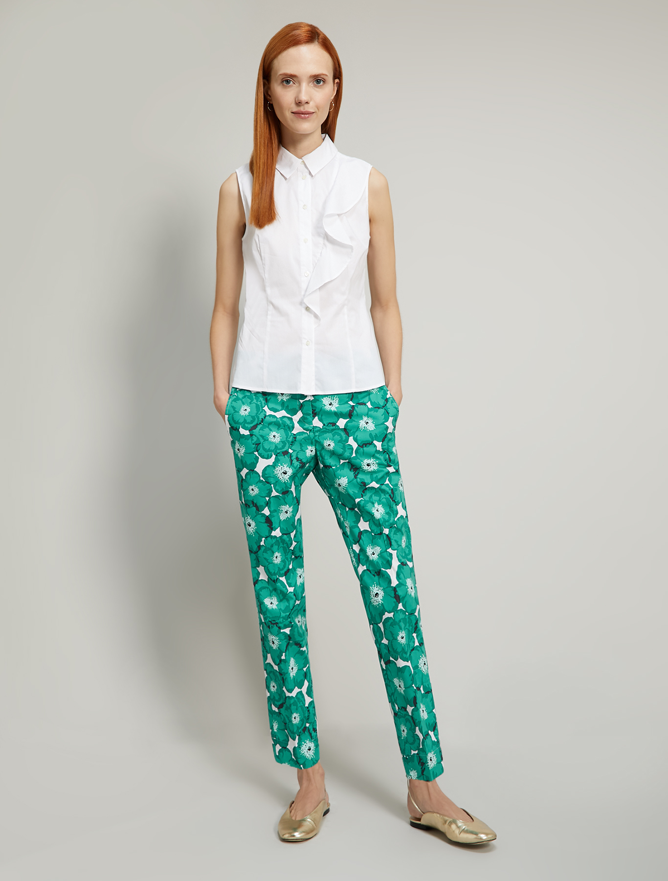 Poplin shirt with flounce, white - Pennyblack Poplin shirt with flounce - white - pennyblack