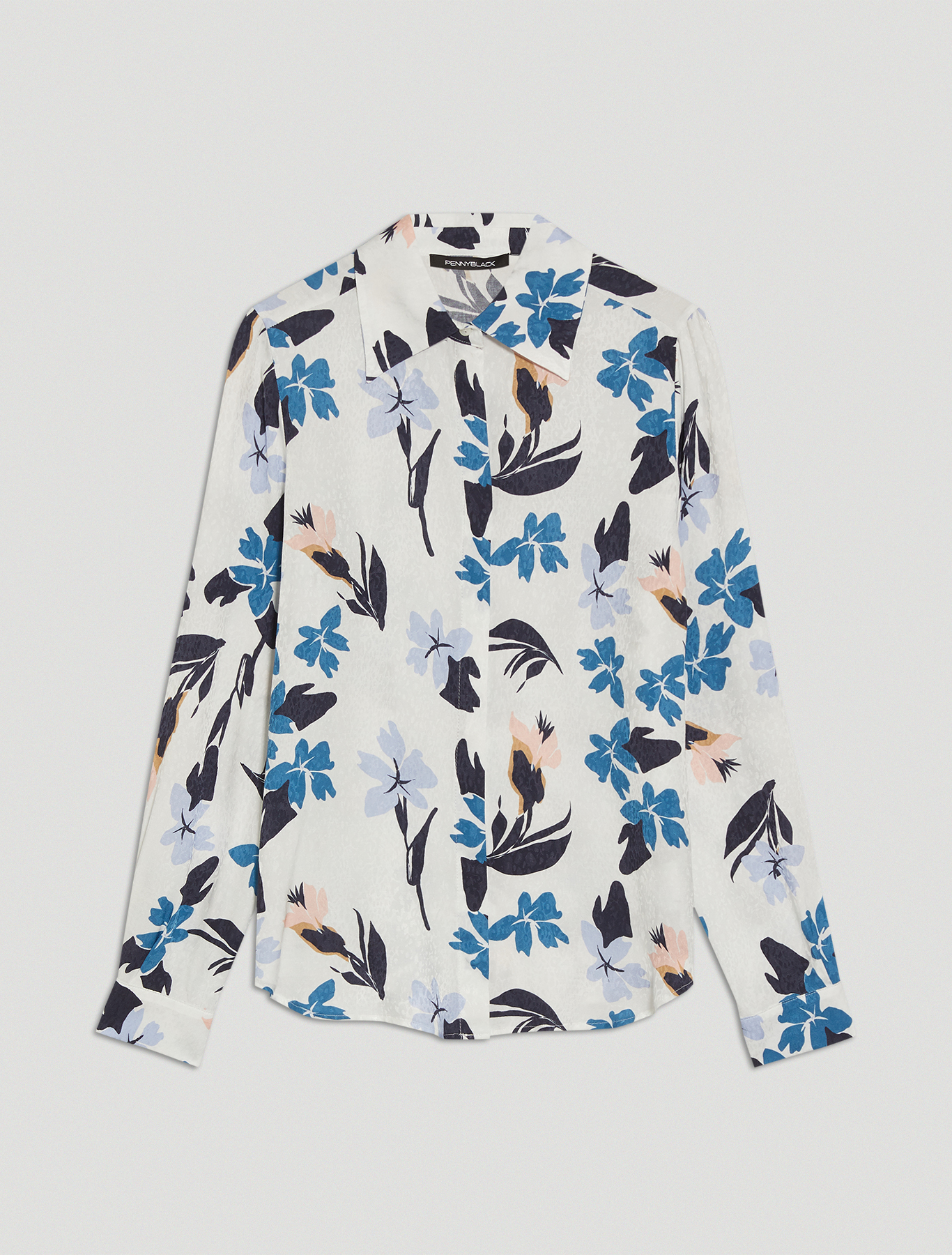 Shirt with jacquard texture, white pattern - Pennyblack Shirt with jacquard texture - white pattern - pennyblack