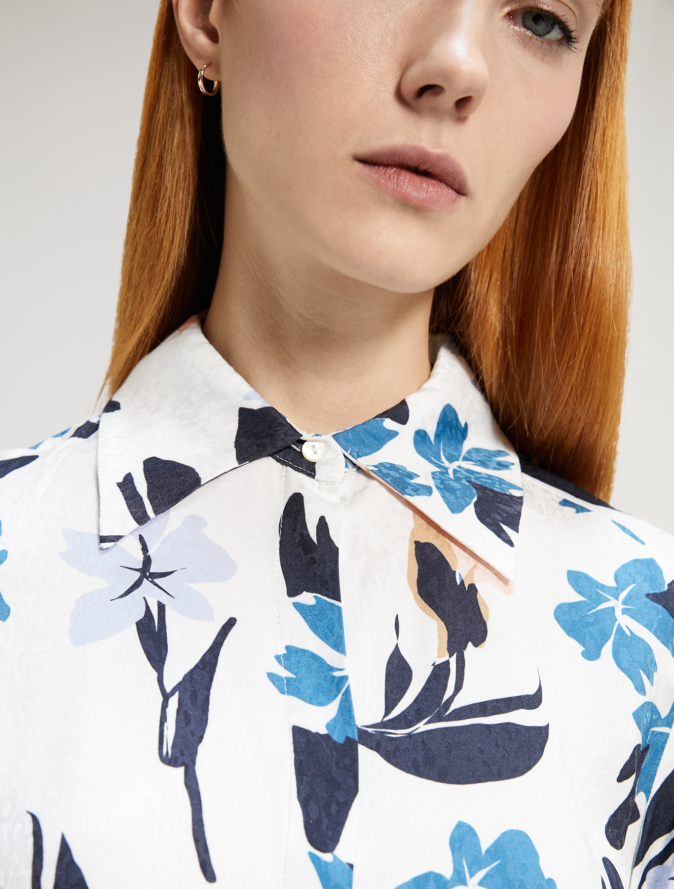 Shirt with jacquard texture, white pattern - Pennyblack Shirt with jacquard texture - white pattern - pennyblack
