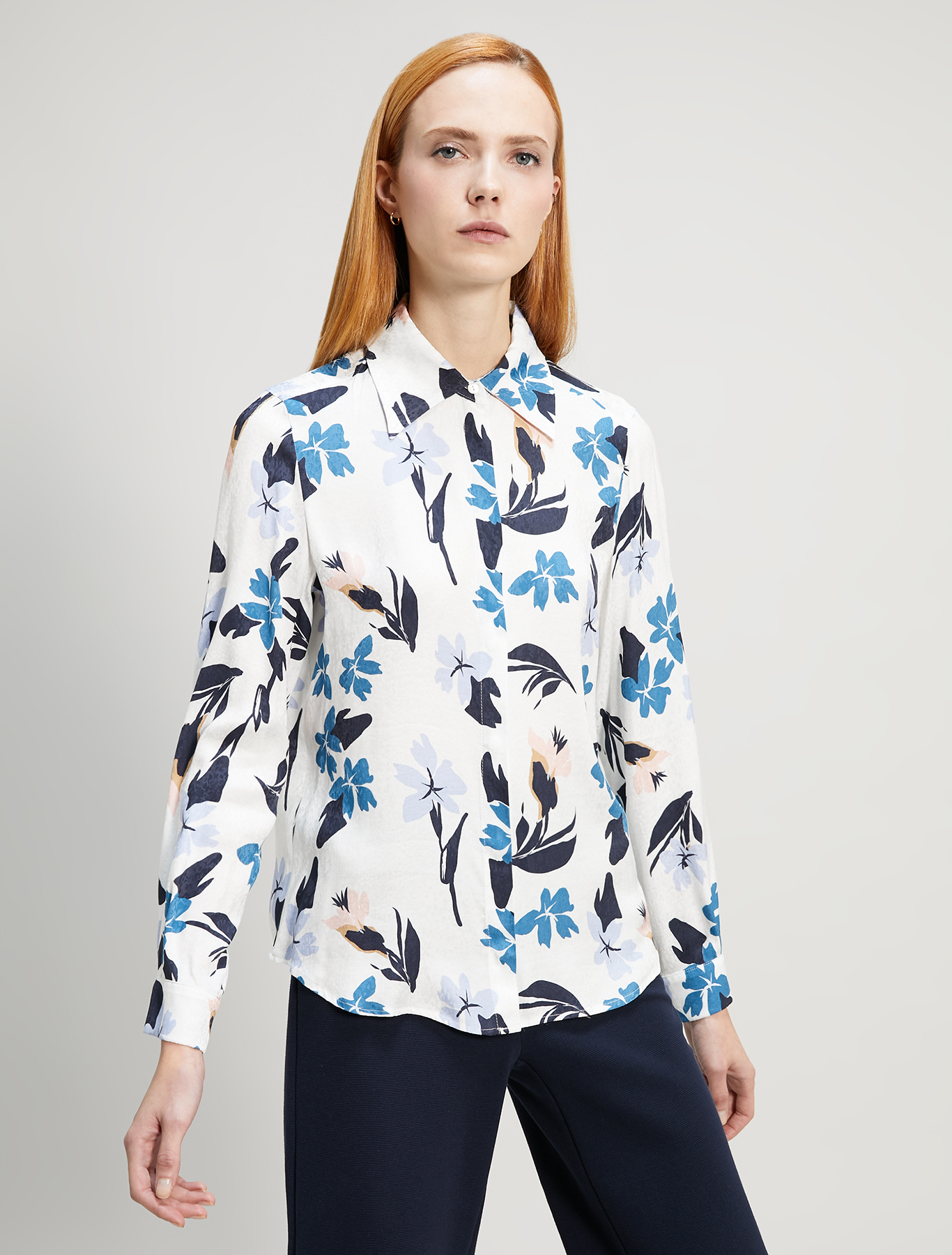 Shirt with jacquard texture, white pattern - Pennyblack Shirt with jacquard texture - white pattern - pennyblack