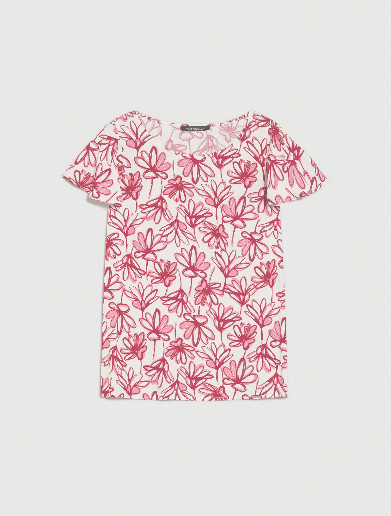 Printed poplin blouse, burgundy pattern - Pennyblack Printed poplin blouse - burgundy pattern - pennyblack