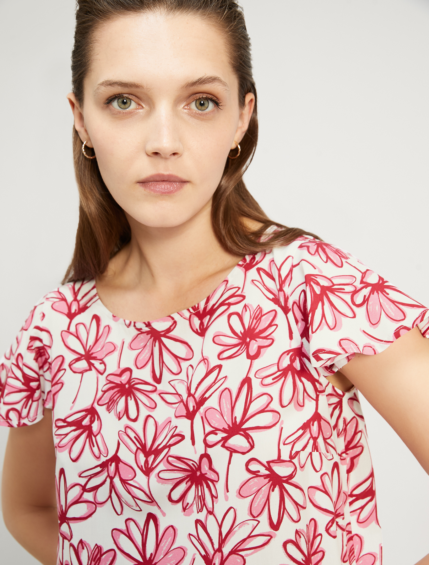 Printed poplin blouse, burgundy pattern - Pennyblack Printed poplin blouse - burgundy pattern - pennyblack