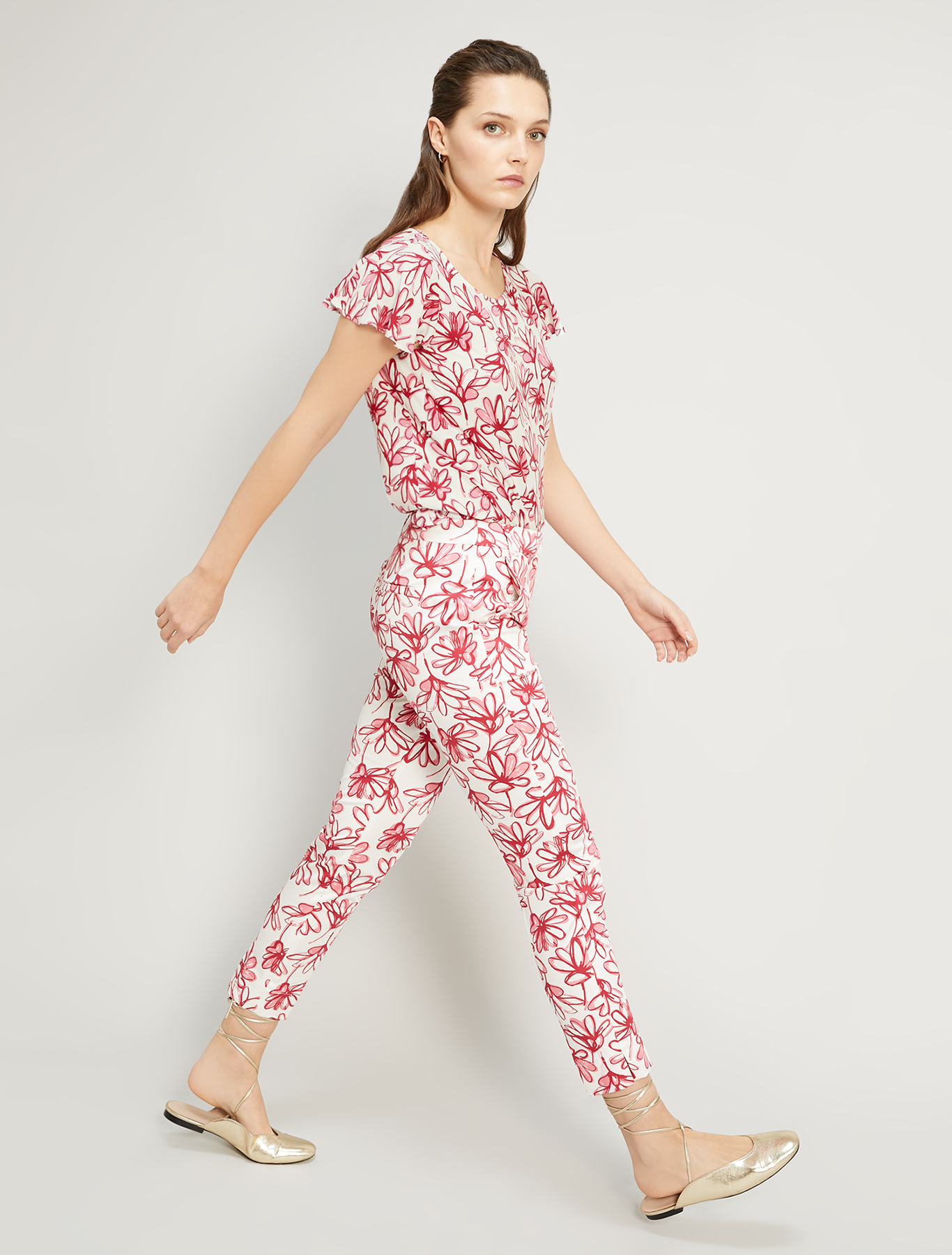 Printed poplin blouse, burgundy pattern - Pennyblack Printed poplin blouse - burgundy pattern - pennyblack