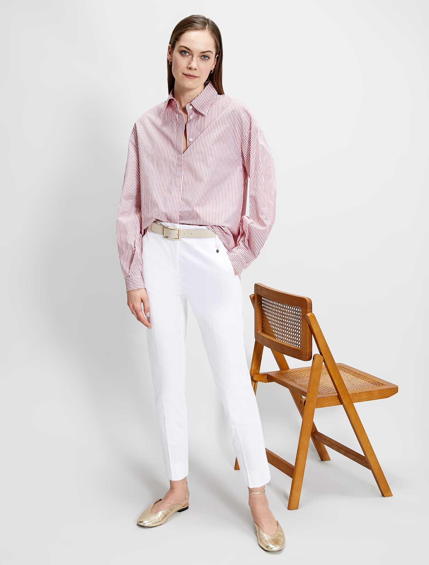 Slim cotton satin trousers, ivory - Pennyblack Slim cotton satin trousers - ivory - pennyblack