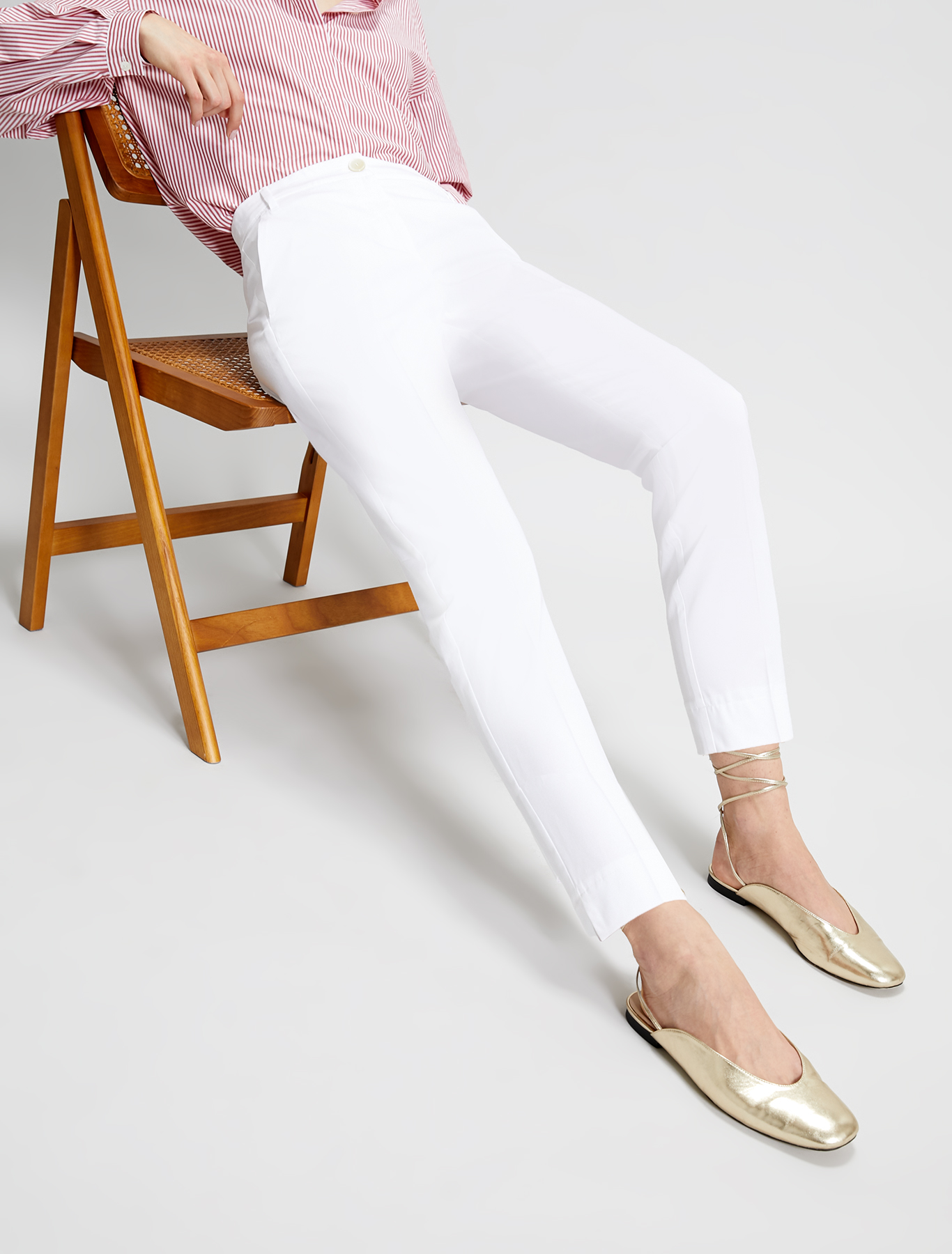 Slim cotton satin trousers, ivory - Pennyblack Slim cotton satin trousers - ivory - pennyblack
