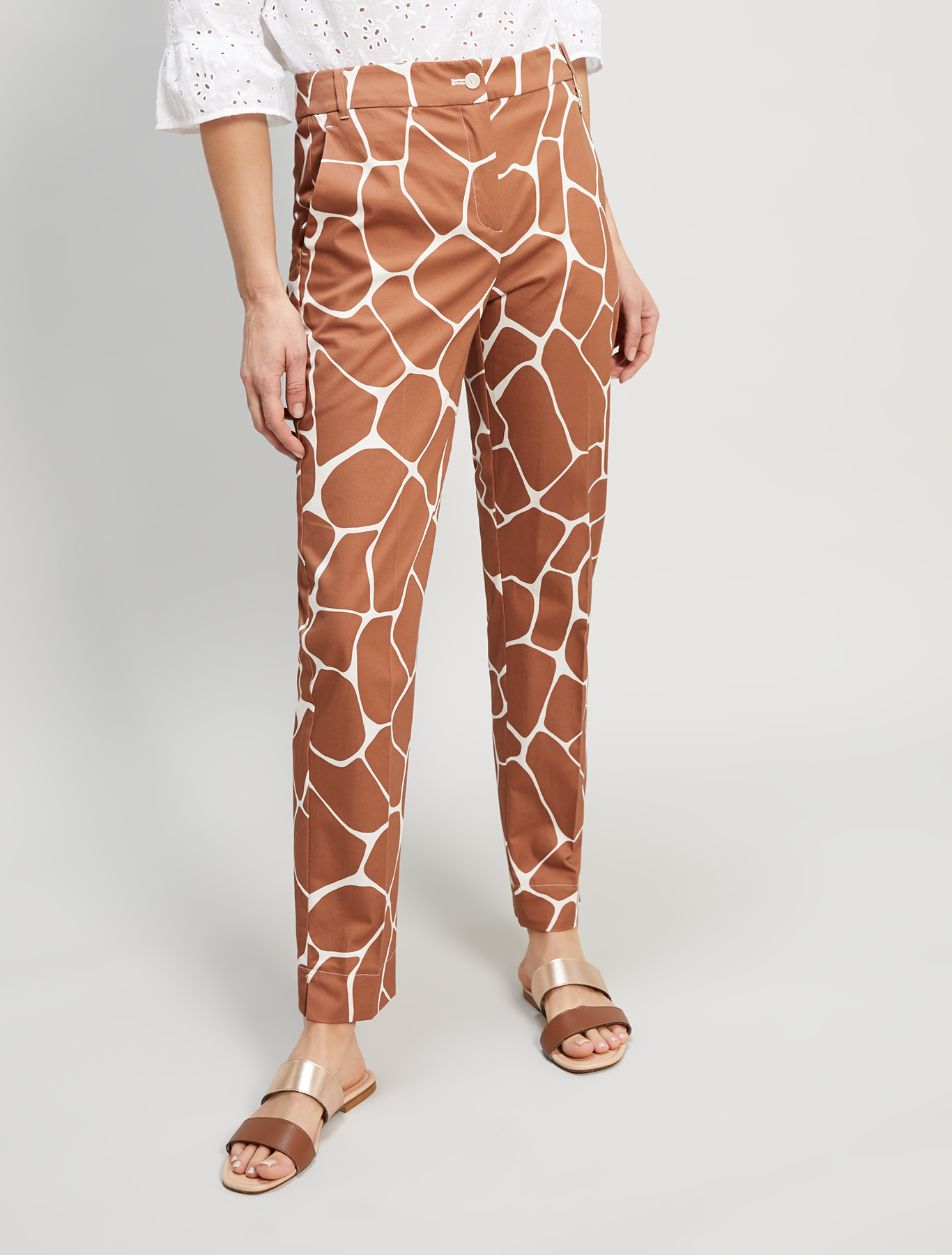 Slim cotton satin trousers, dark brown - Pennyblack Slim cotton satin trousers - dark brown - pennyblack