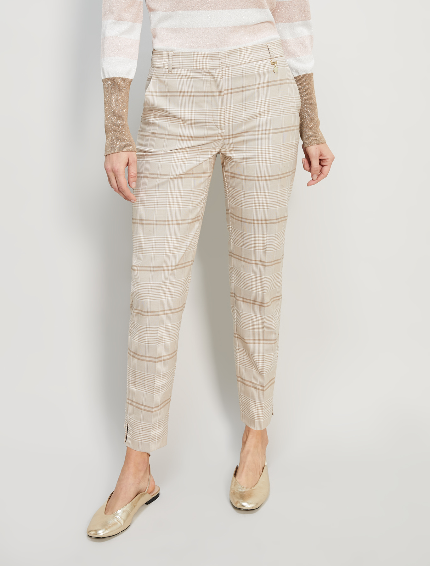 Check-pattern slim trousers, beige pattern - Pennyblack Check-pattern slim trousers - beige pattern - pennyblack