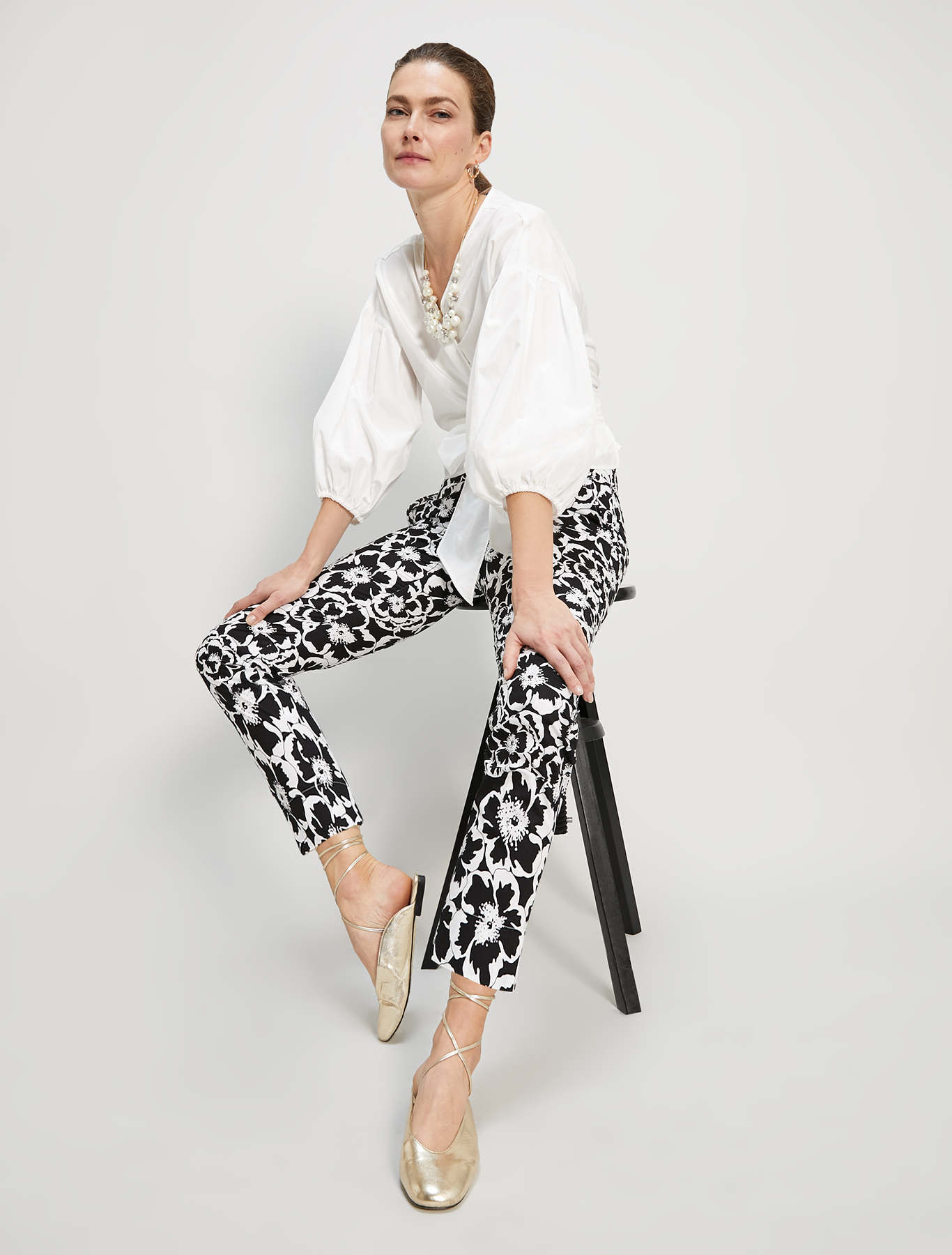 Floral poplin trousers, black pattern - Pennyblack Floral poplin trousers - black pattern - pennyblack