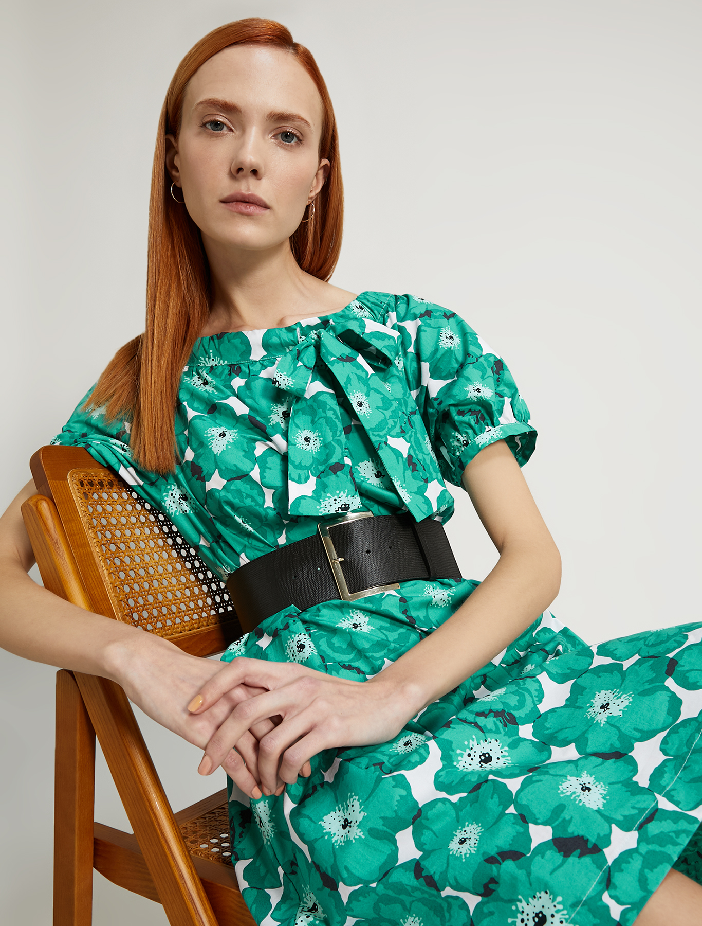 Cotton poplin dress, emerald green pattern - Pennyblack Cotton poplin dress - emerald green pattern - pennyblack