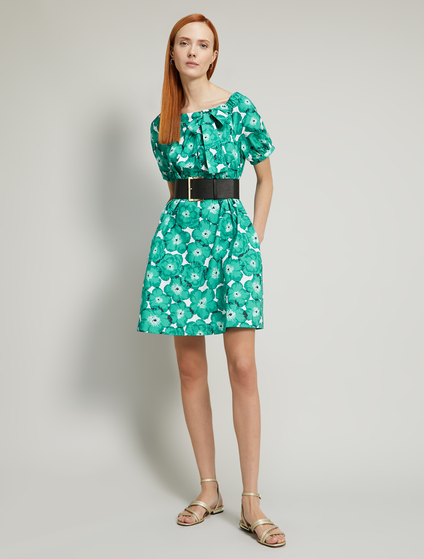 Cotton poplin dress, emerald green pattern - Pennyblack Cotton poplin dress - emerald green pattern - pennyblack