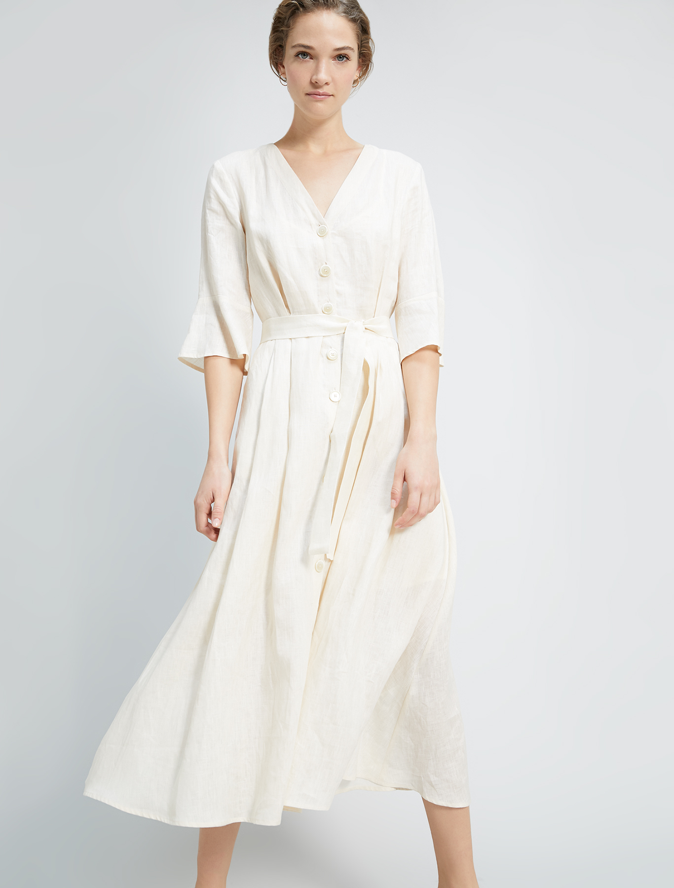 Pure linen shirt dress, ivory - Pennyblack Pure linen shirt dress - ivory - pennyblack