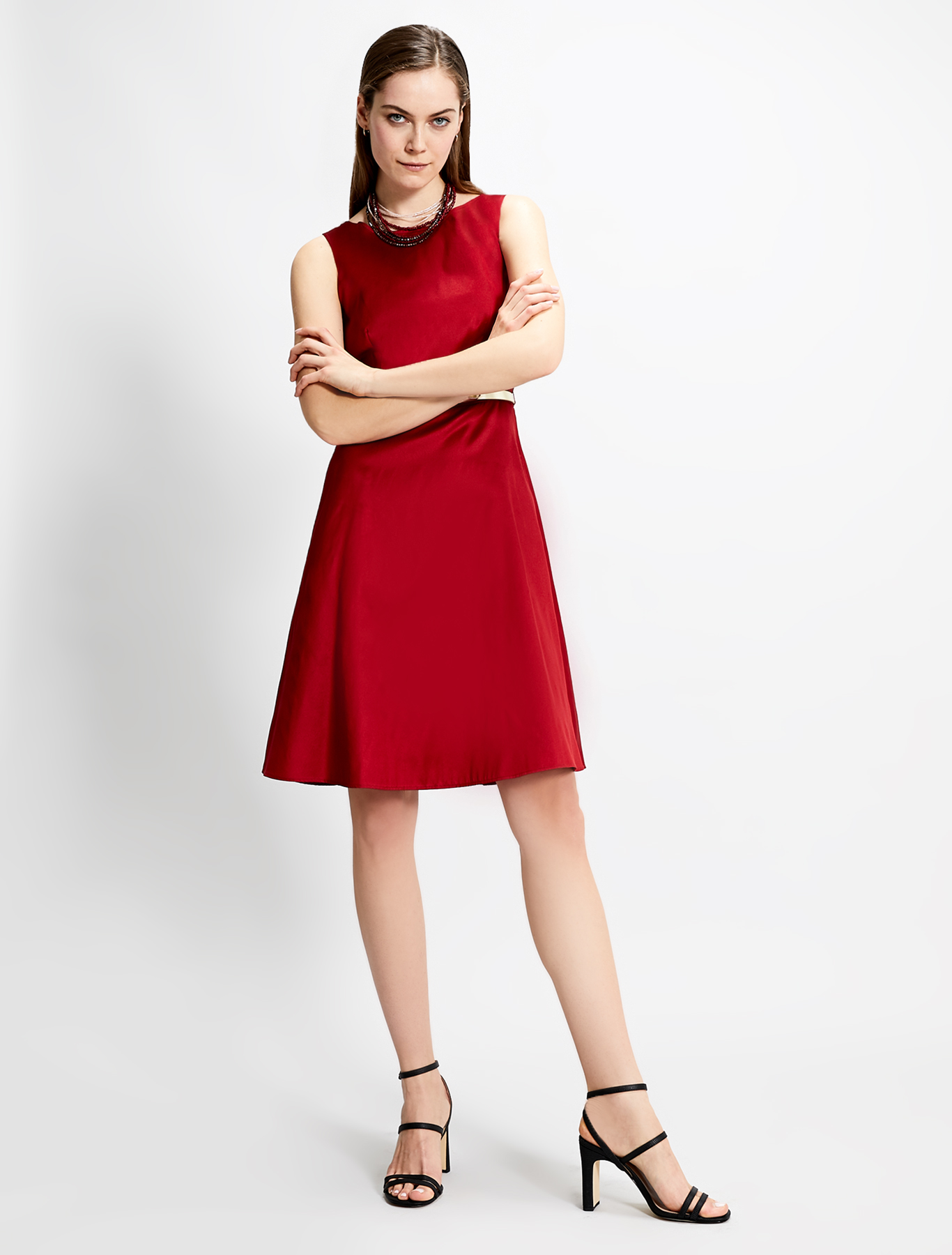 Fit & flare dress in taffeta, red - Pennyblack Fit & flare dress in taffeta - red - pennyblack