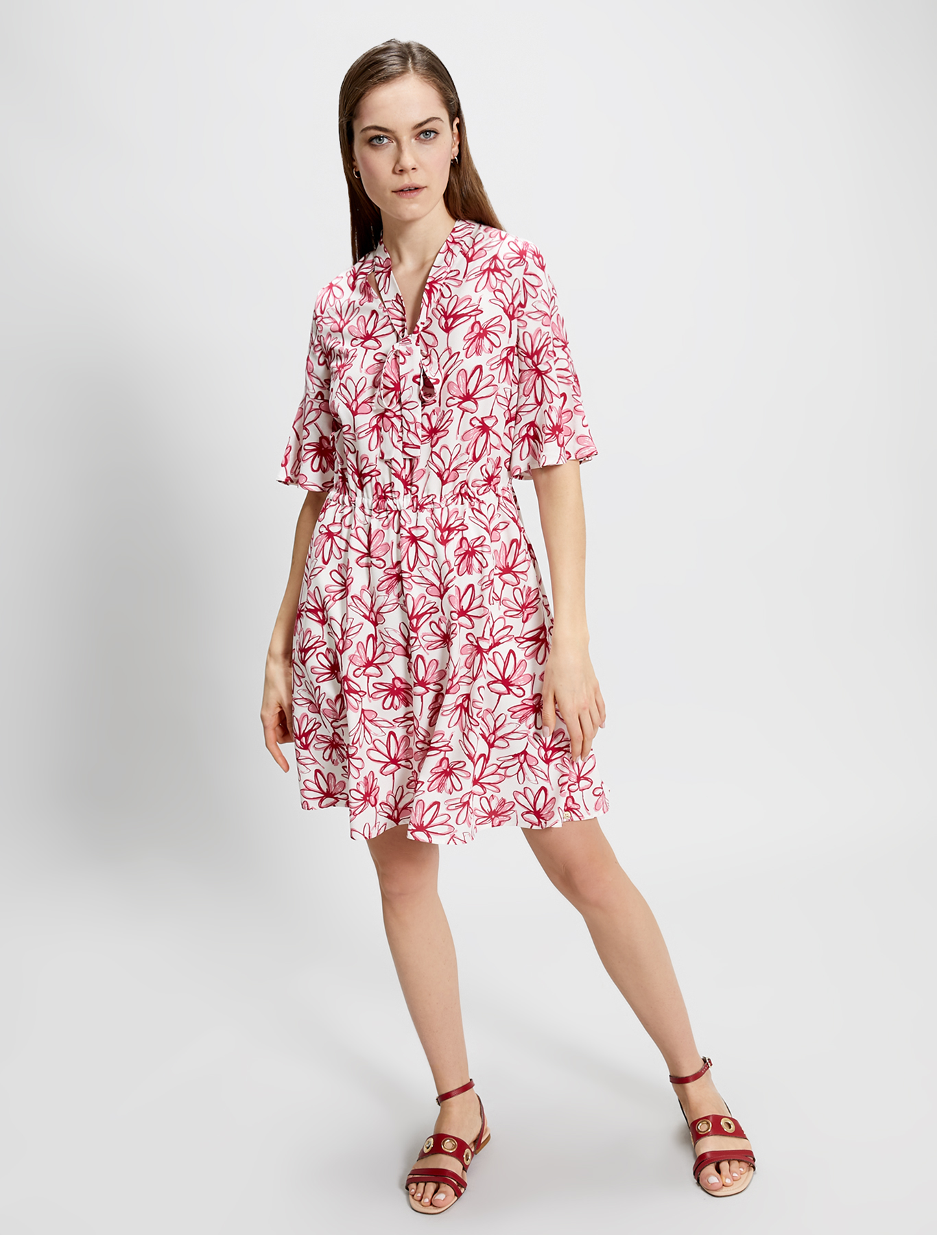 Dress in printed poplin, burgundy pattern - Pennyblack Dress in printed poplin - burgundy pattern - pennyblack