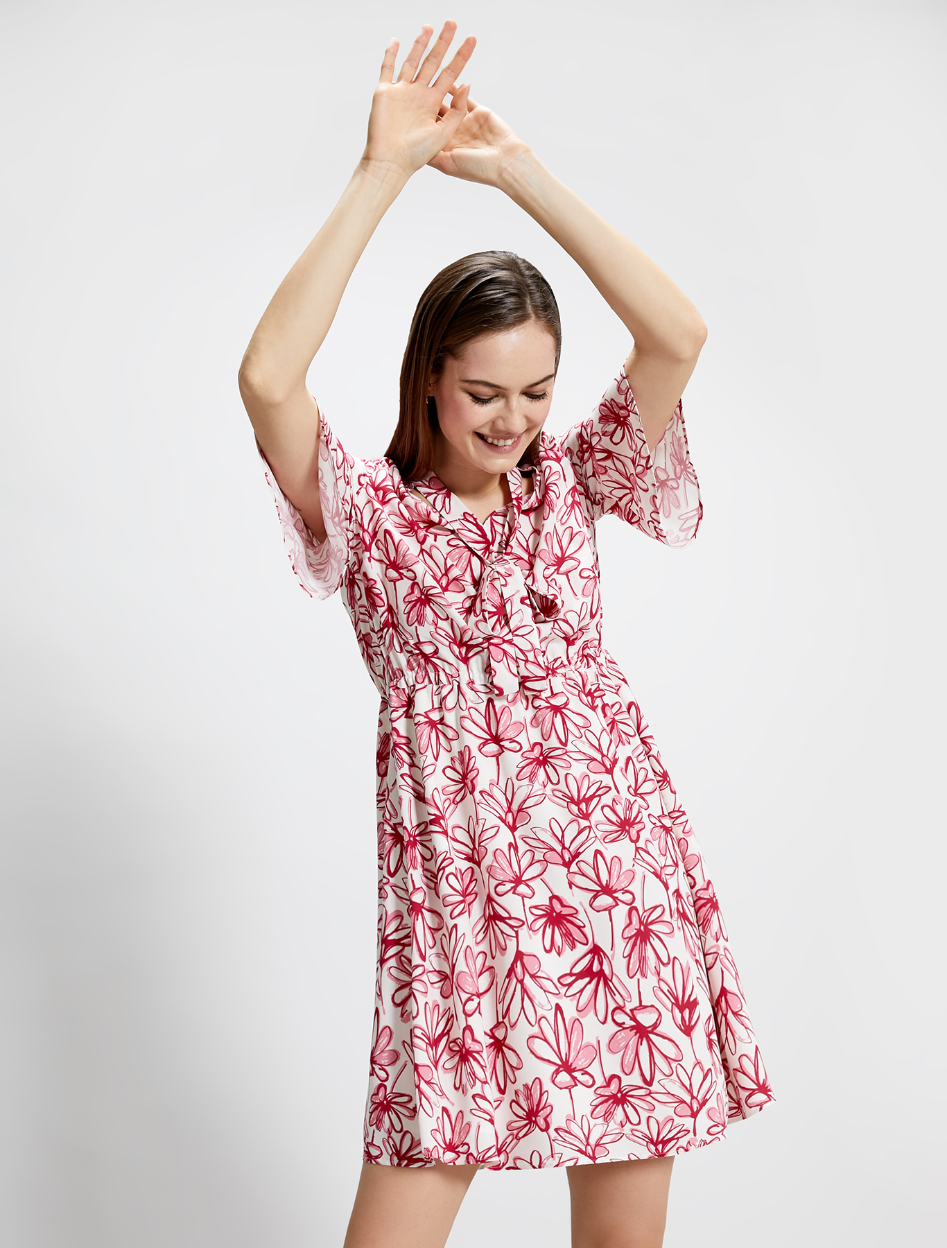 Dress in printed poplin, burgundy pattern - Pennyblack Dress in printed poplin - burgundy pattern - pennyblack