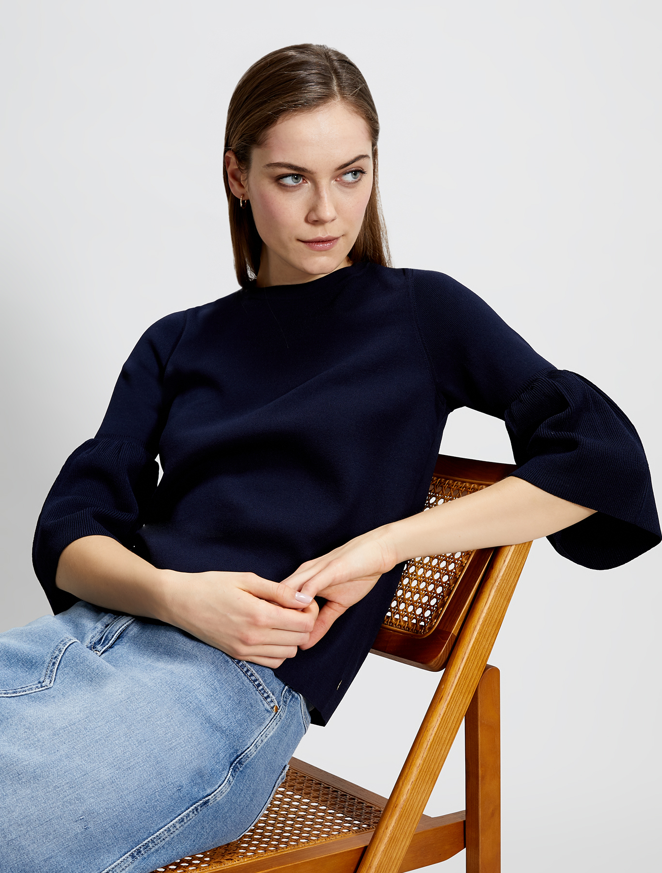 Jumper with flounced sleeves, navy blue - Pennyblack Jumper with flounced sleeves - navy blue - pennyblack