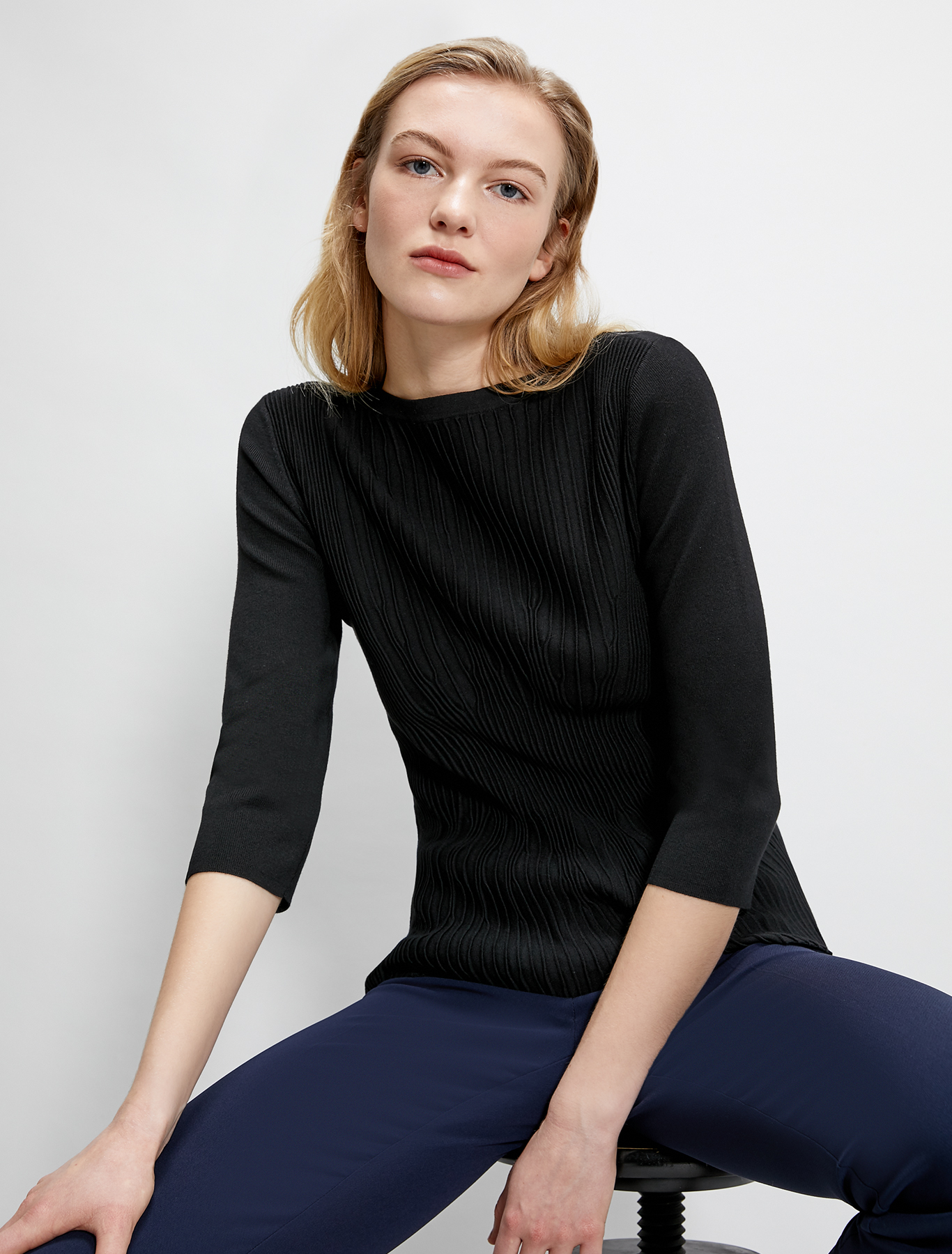 Jumper with pleated motif, black - Pennyblack Jumper with pleated motif - black - pennyblack