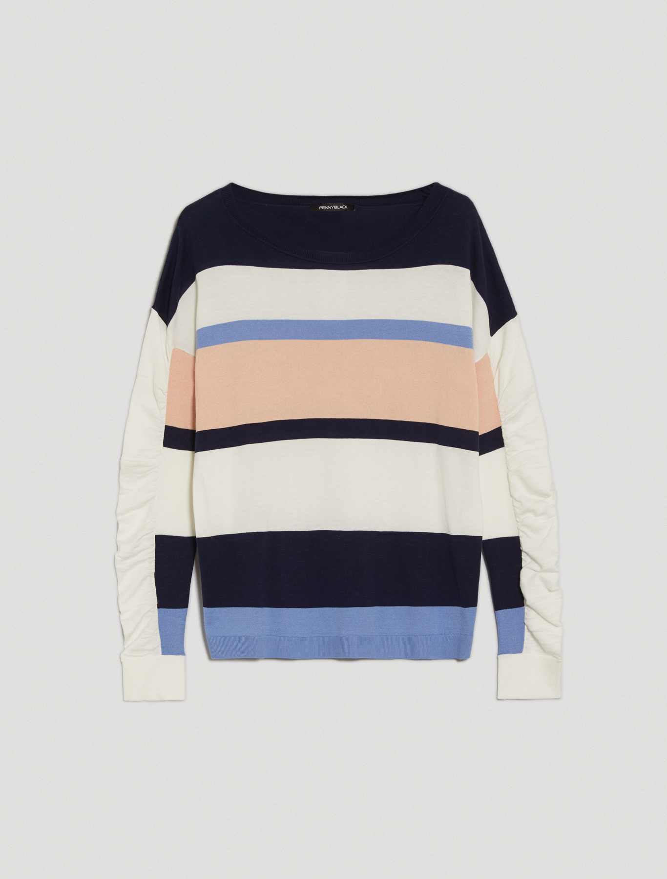 Jumper with flounced sleeves, navy blue pattern - Pennyblack Jumper with flounced sleeves - navy blue pattern - pennyblack