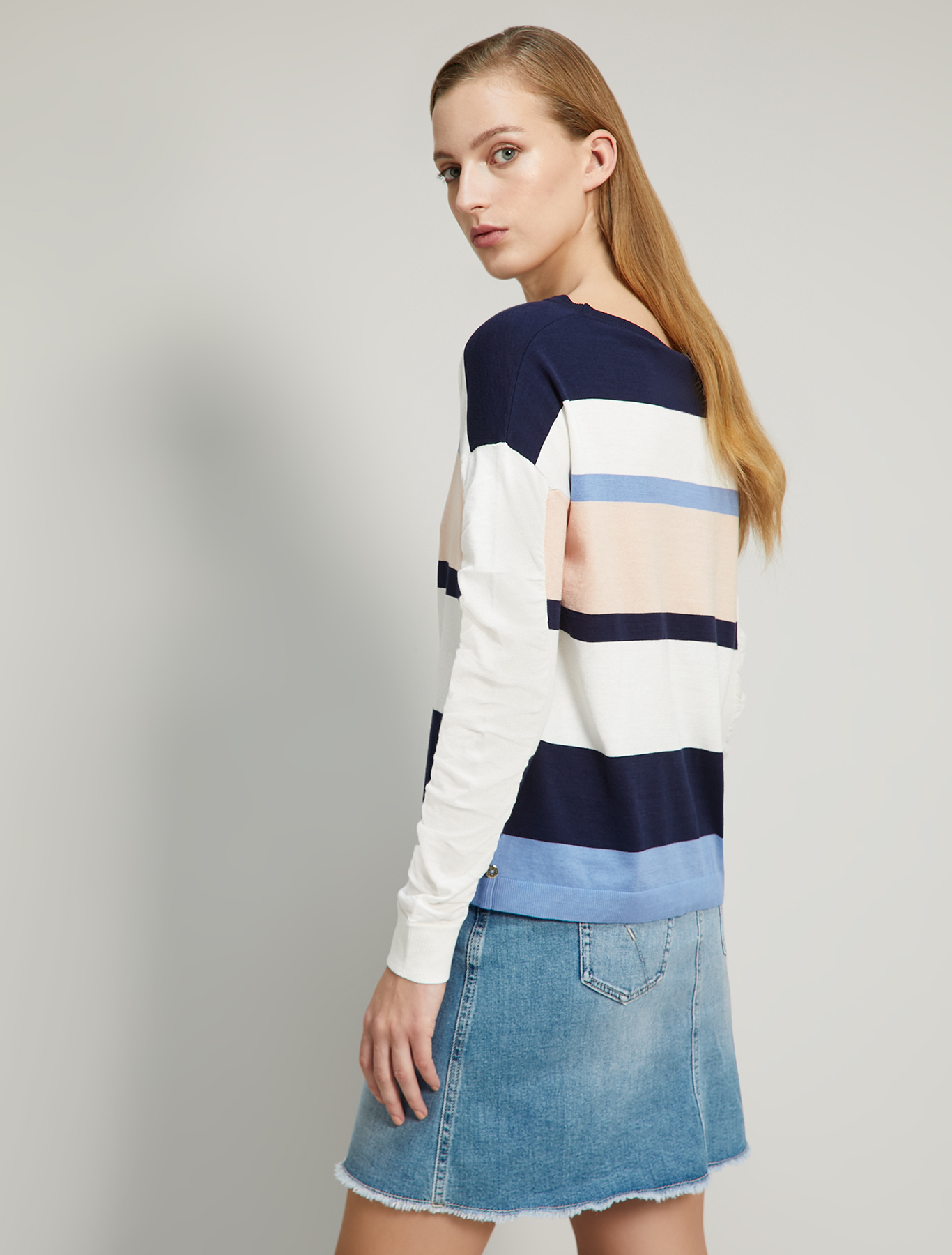 Jumper with flounced sleeves, navy blue pattern - Pennyblack Jumper with flounced sleeves - navy blue pattern - pennyblack