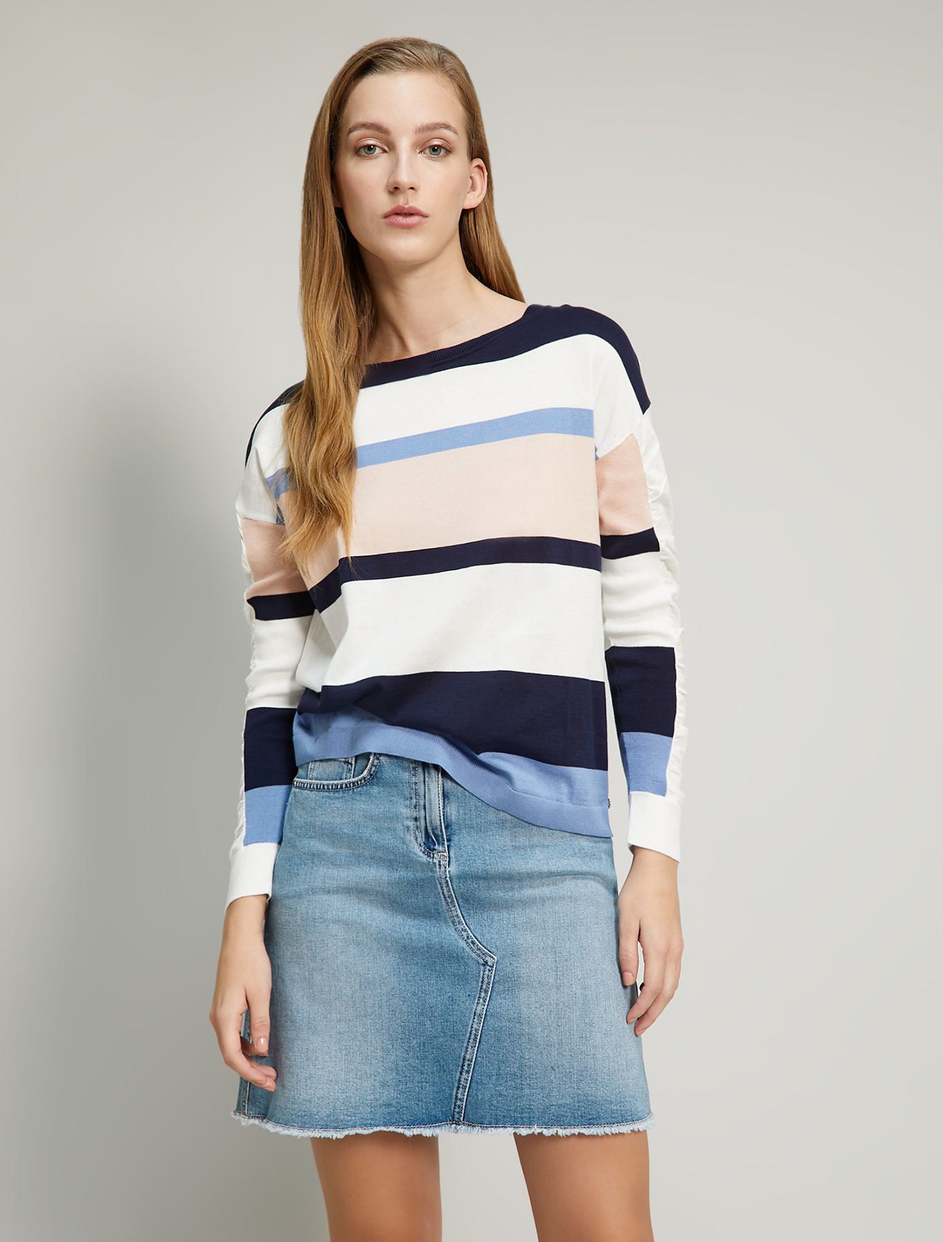 Jumper with flounced sleeves, navy blue pattern - Pennyblack Jumper with flounced sleeves - navy blue pattern - pennyblack