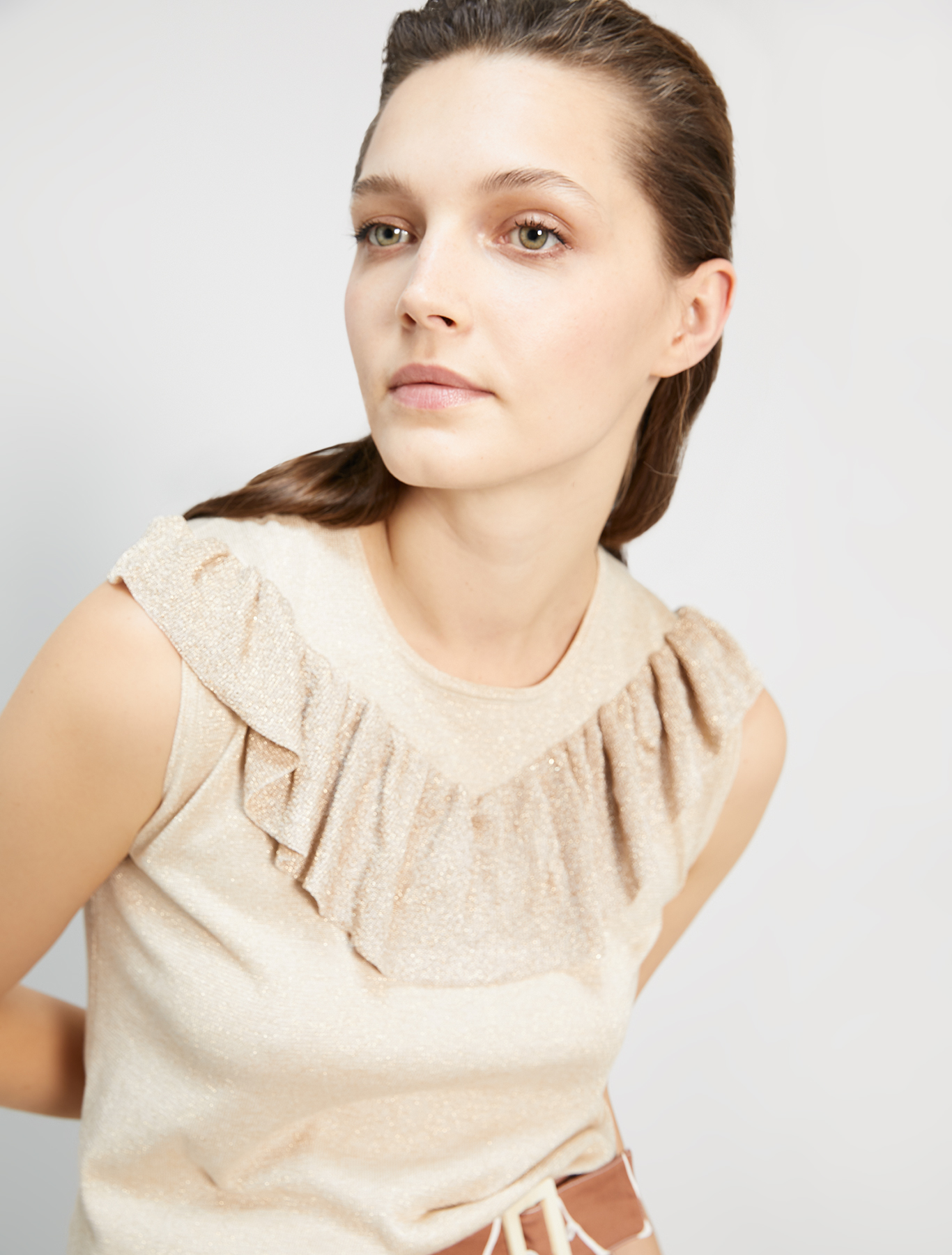 Ruched lamé knit top, ivory - Pennyblack Ruched lamé knit top - ivory - pennyblack