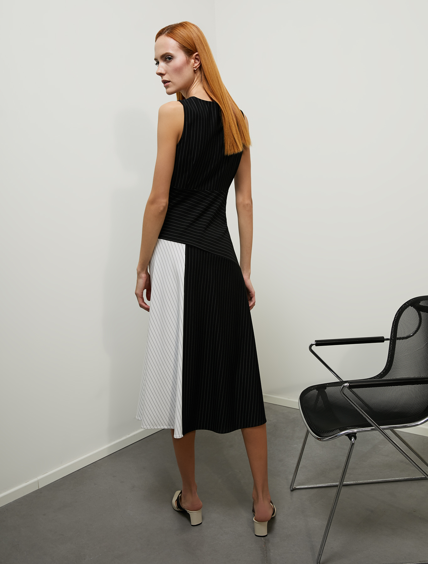 Midi dress in pinstriped jersey, black pattern - Pennyblack Midi dress in pinstriped jersey - black pattern - pennyblack