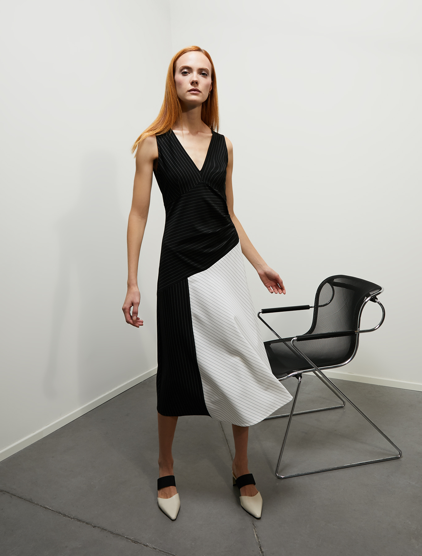 Midi dress in pinstriped jersey, black pattern - Pennyblack Midi dress in pinstriped jersey - black pattern - pennyblack