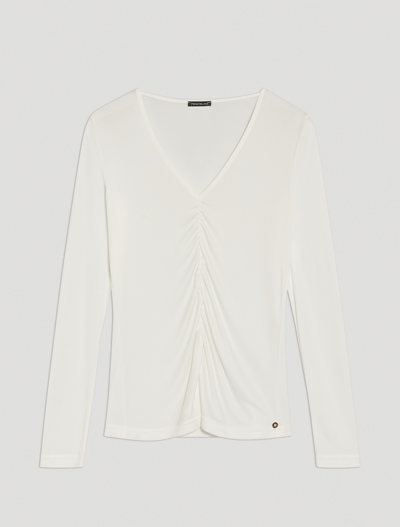Flowing T-shirt with draping, ivory - Pennyblack Flowing T-shirt with draping - ivory - pennyblack
