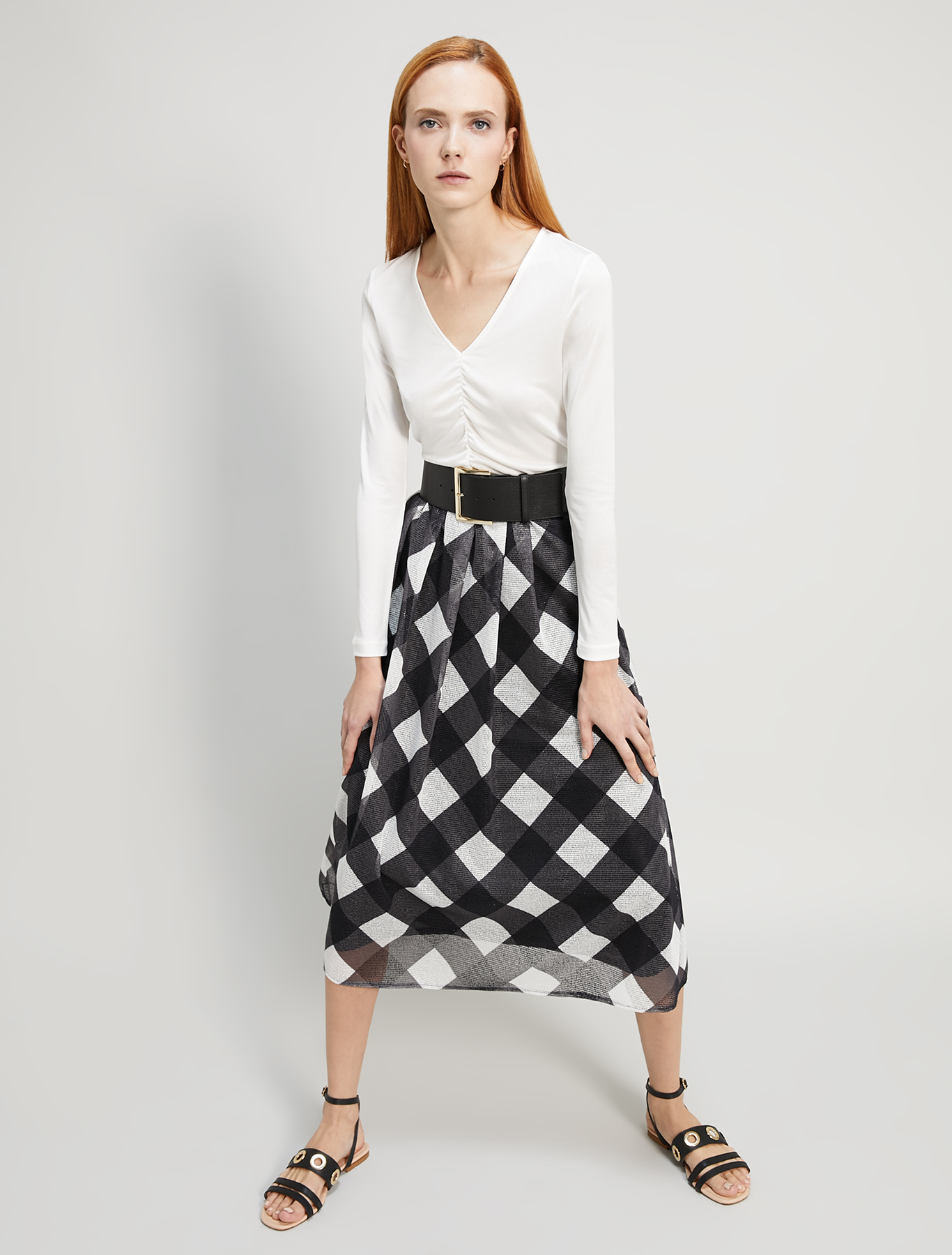 Flowing T-shirt with draping, ivory - Pennyblack Flowing T-shirt with draping - ivory - pennyblack