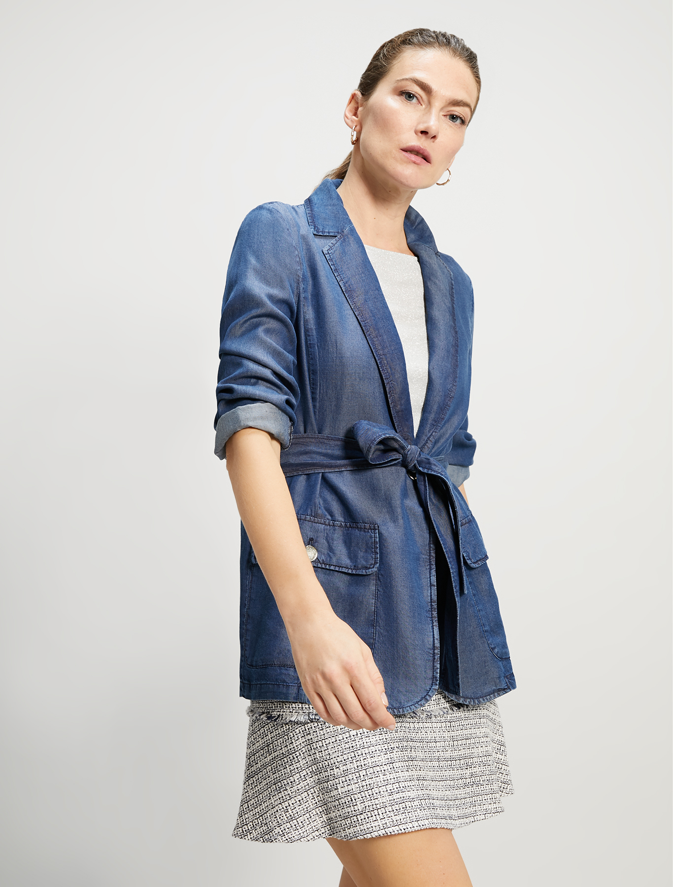 Flowing denim blazer, navy blue - Pennyblack Flowing denim blazer - navy blue - pennyblack
