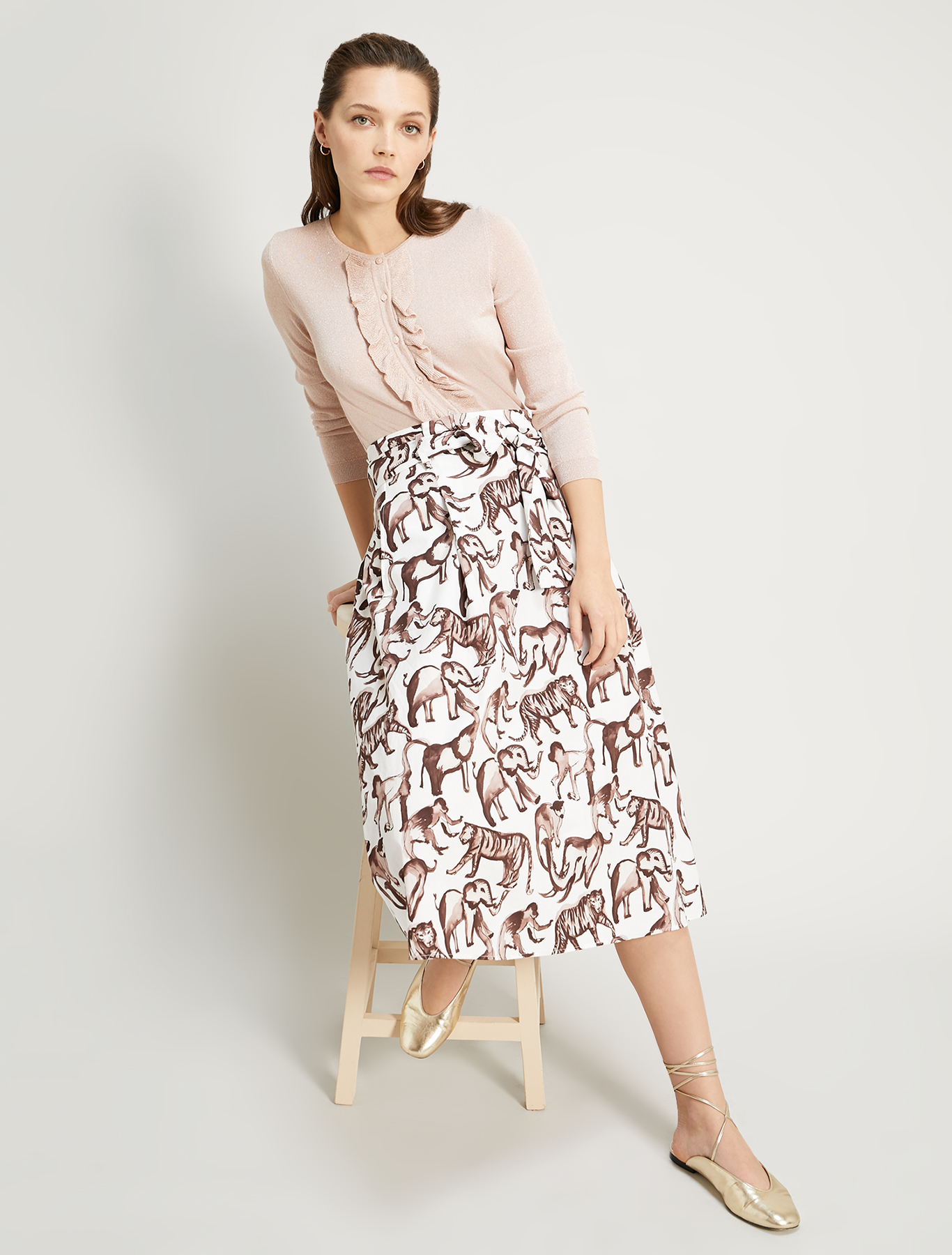 Printed poplin skirt, ivory pattern - Pennyblack Printed poplin skirt - ivory pattern - pennyblack