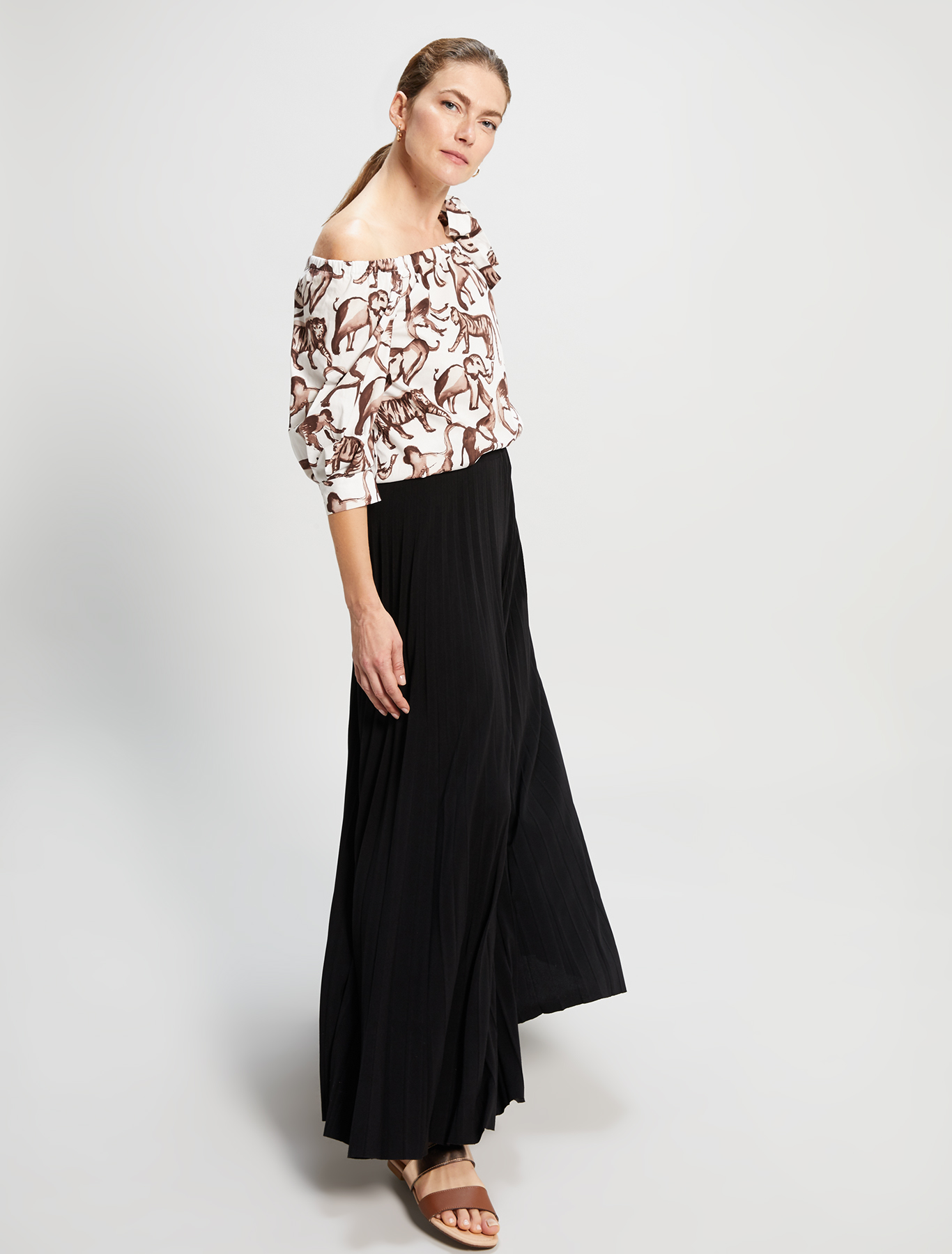 Cotton poplin blouse, ivory pattern - Pennyblack Cotton poplin blouse - ivory pattern - pennyblack