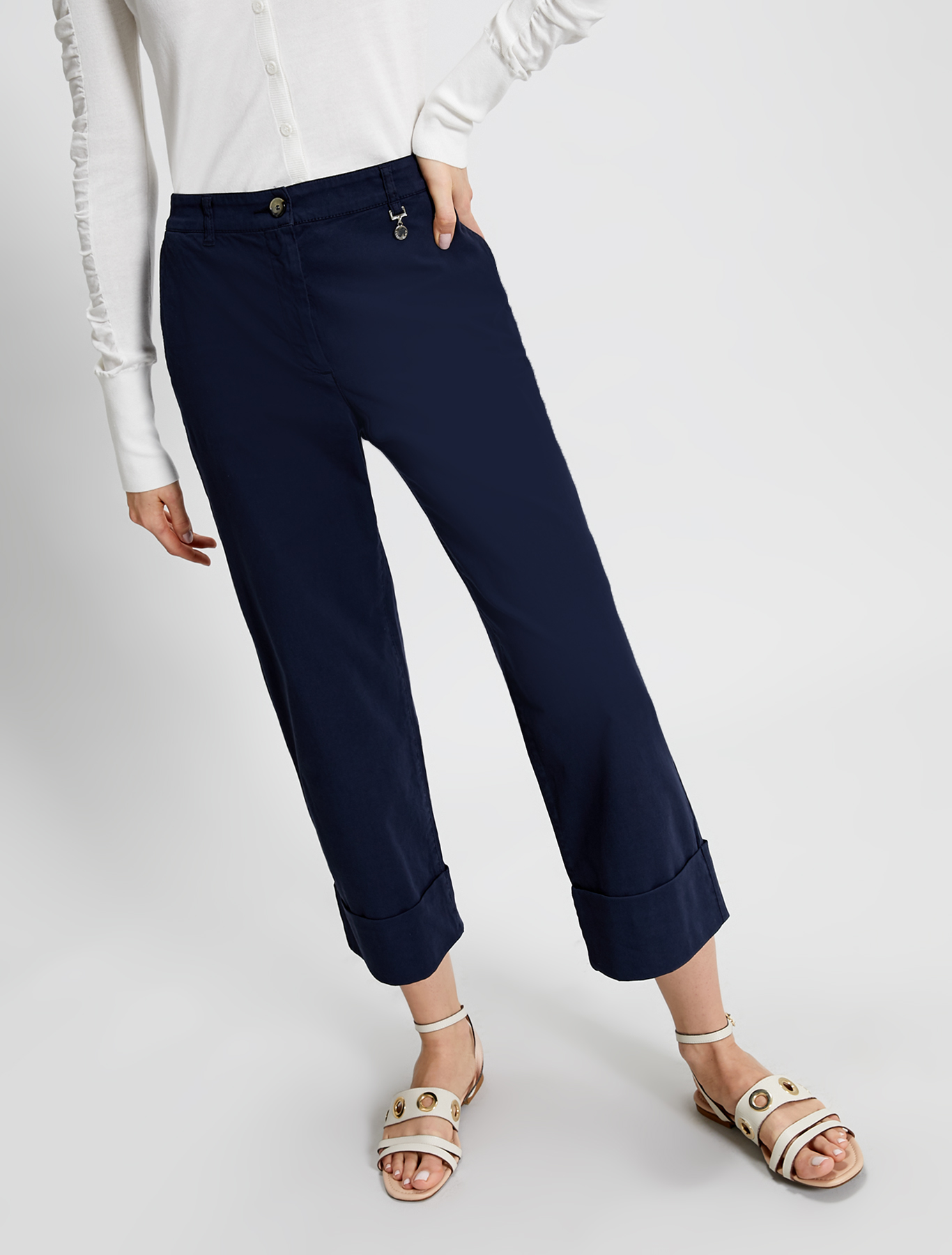 Piqué cotton trousers, navy blue - Pennyblack Piqué cotton trousers - navy blue - pennyblack