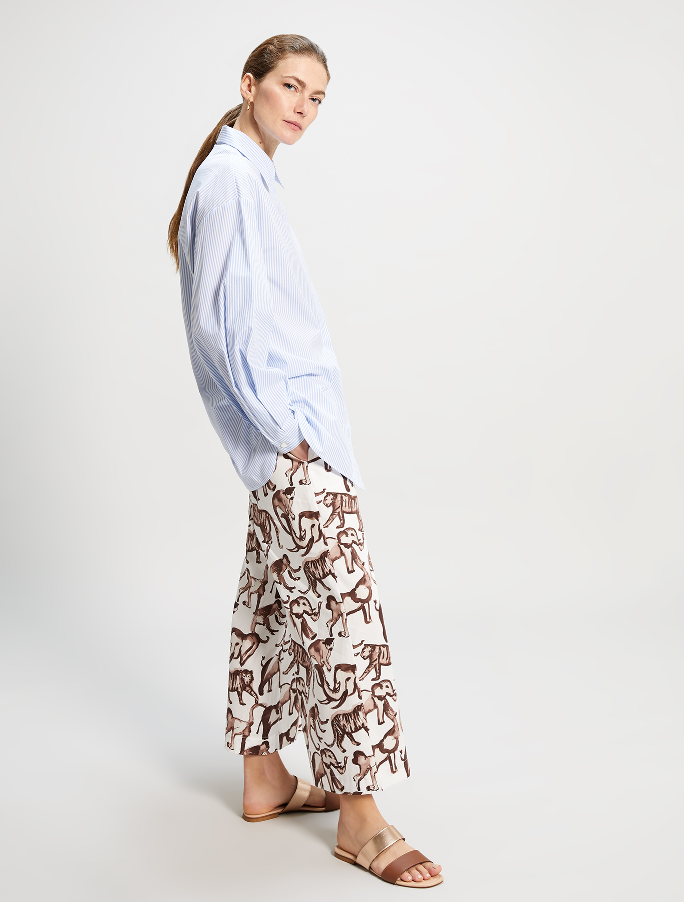 Printed poplin trousers, ivory pattern - Pennyblack Printed poplin trousers - ivory pattern - pennyblack