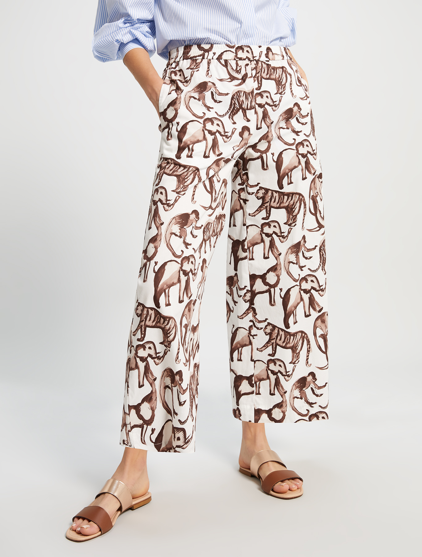 Printed poplin trousers, ivory pattern - Pennyblack Printed poplin trousers - ivory pattern - pennyblack
