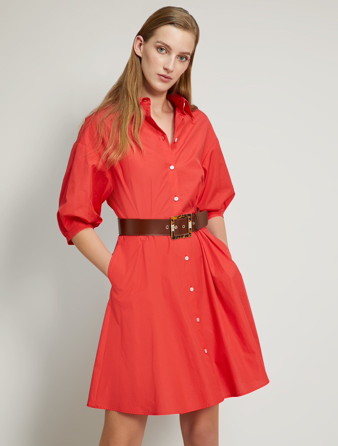 Poplin cotton shirt dress, coral - Pennyblack Poplin cotton shirt dress - coral - pennyblack