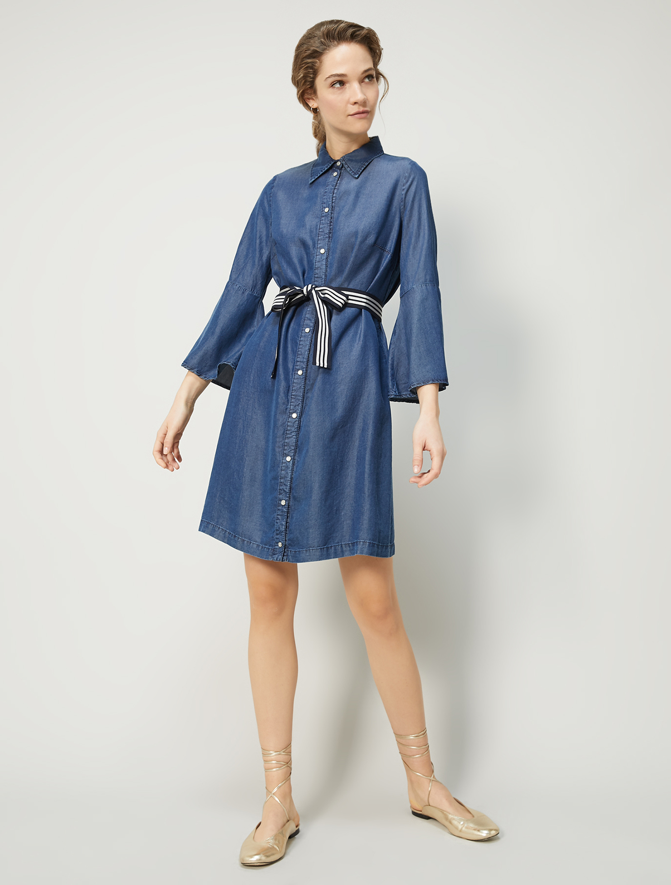Flowing denim shirt dress, navy blue - Pennyblack Flowing denim shirt dress - navy blue - pennyblack