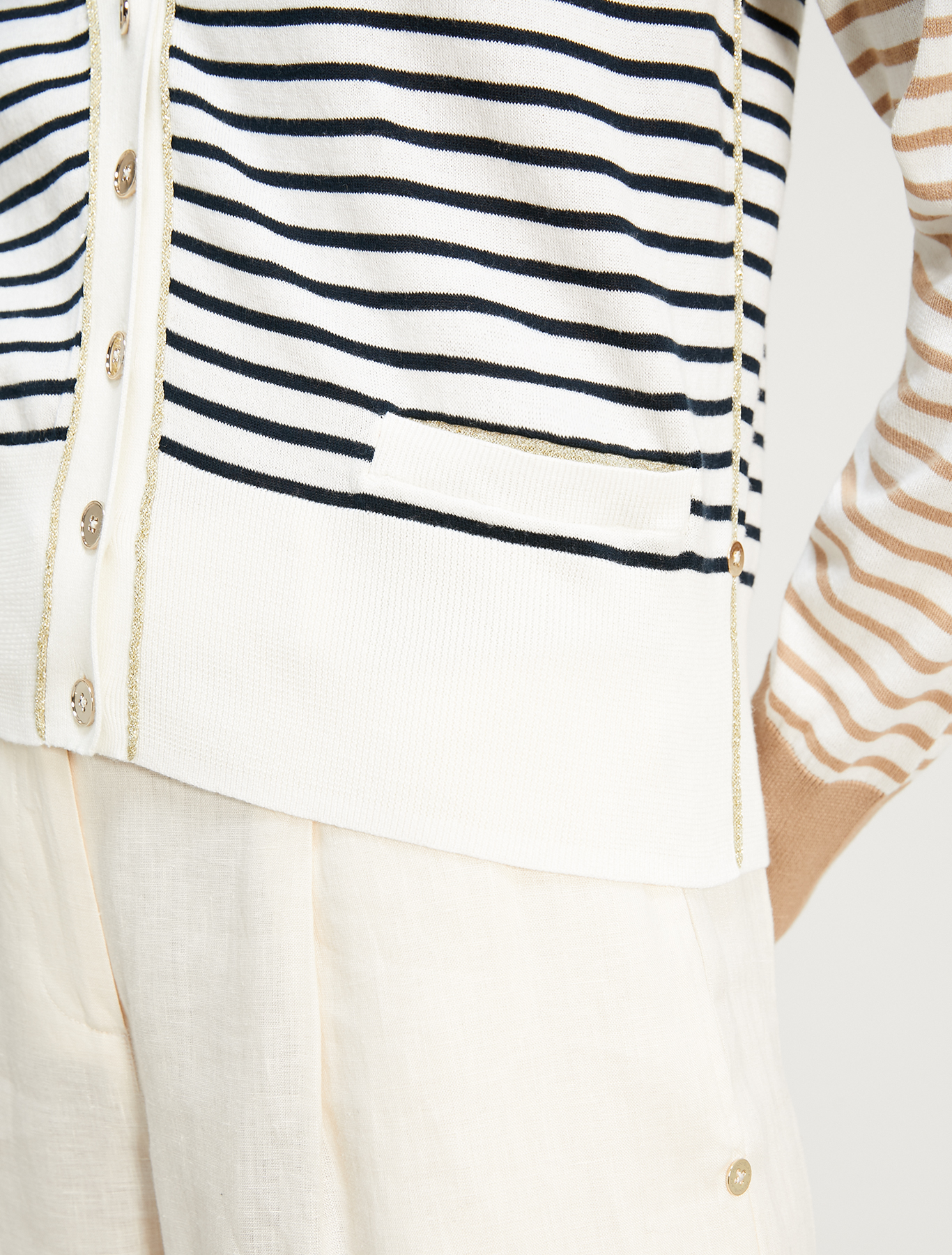 Comfort cotton cardigan with lamé, navy blue pattern - Pennyblack Comfort cotton cardigan with lamé - navy blue pattern - pennyblack