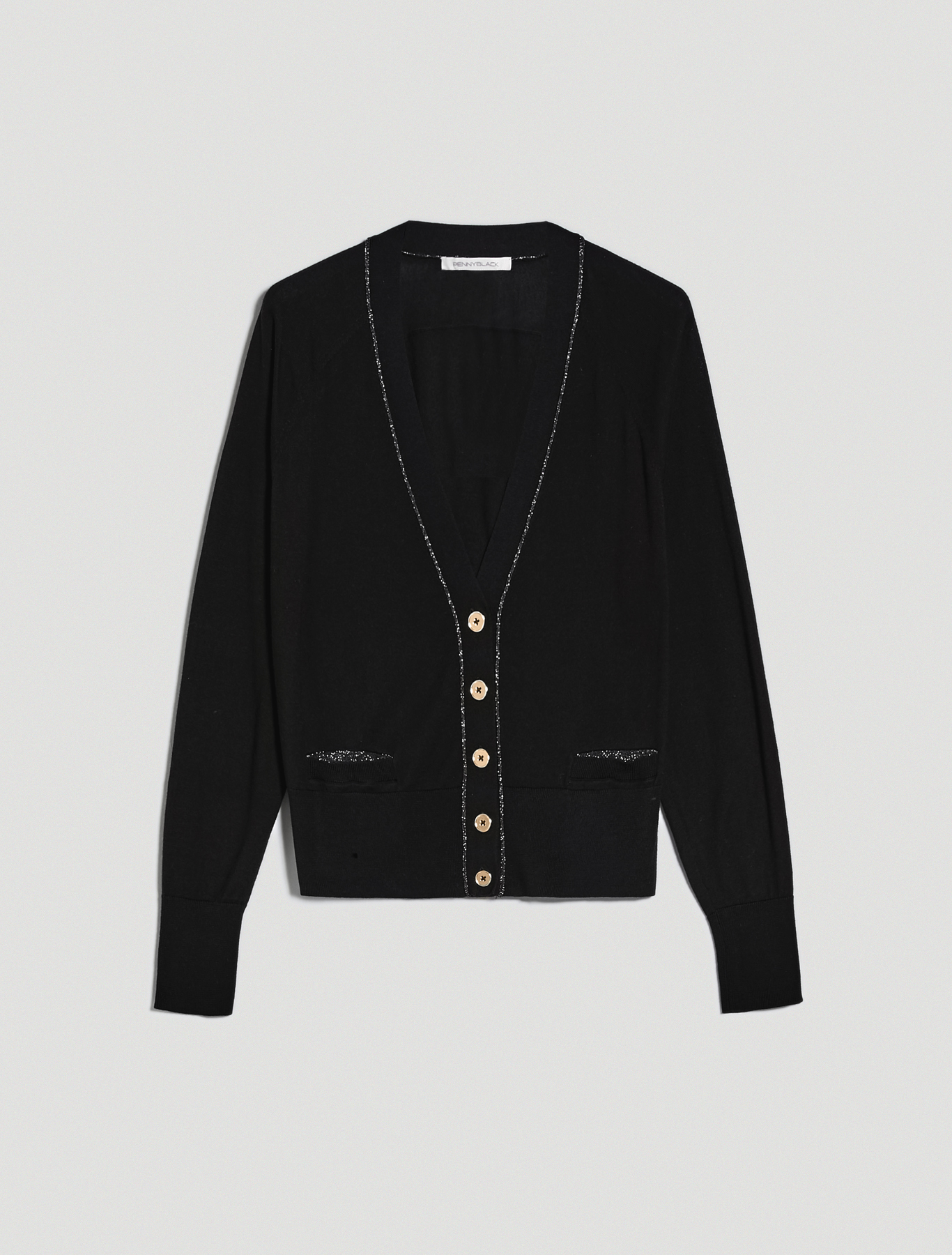Comfort cotton cardigan with lamé, black - Pennyblack Comfort cotton cardigan with lamé - black - pennyblack