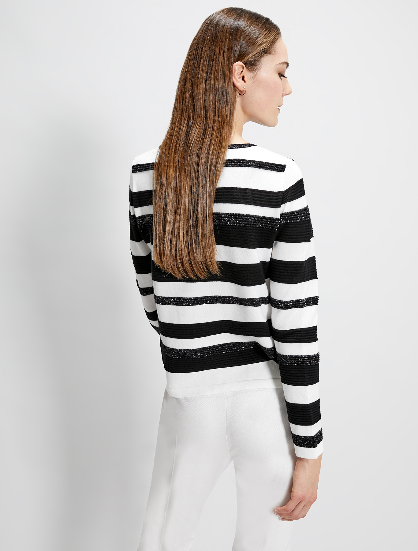 Cotton jumper with 3D stripes, white pattern - Pennyblack Cotton jumper with 3D stripes - white pattern - pennyblack