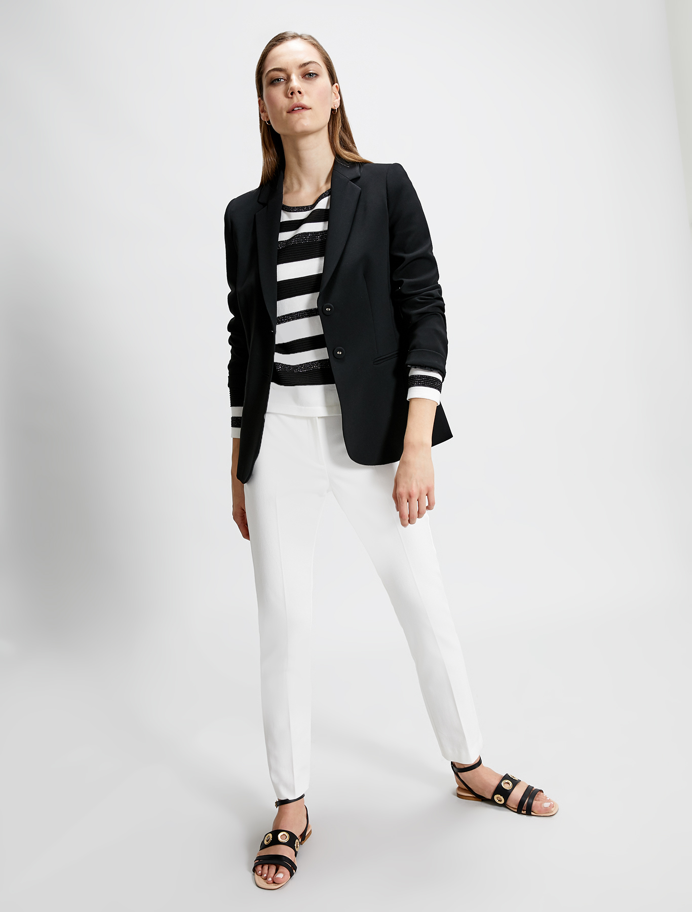 Cotton jumper with 3D stripes, white pattern - Pennyblack Cotton jumper with 3D stripes - white pattern - pennyblack