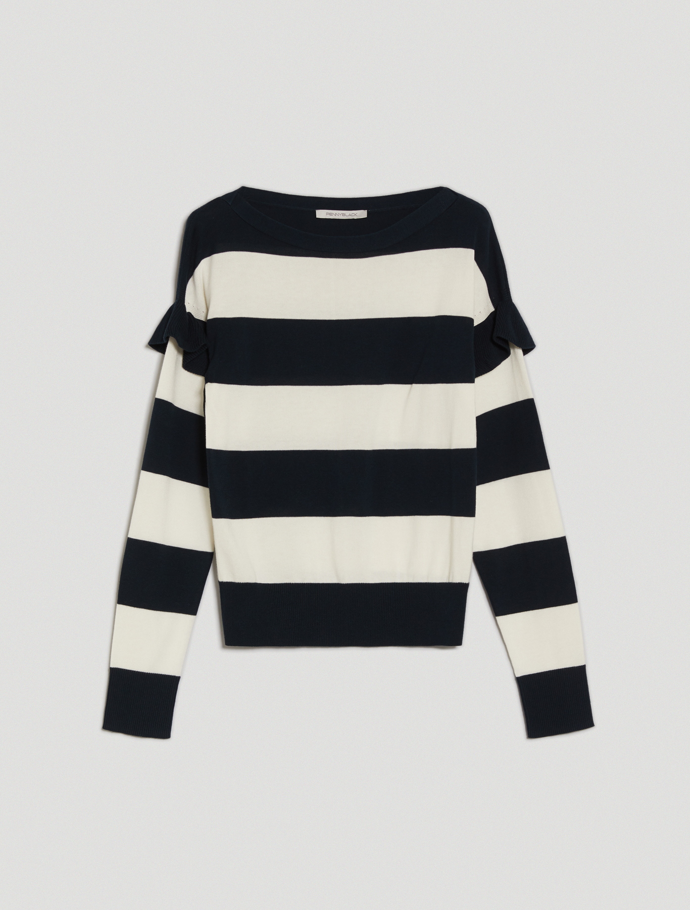Ruched cotton jumper, navy blue pattern - Pennyblack Ruched cotton jumper - navy blue pattern - pennyblack