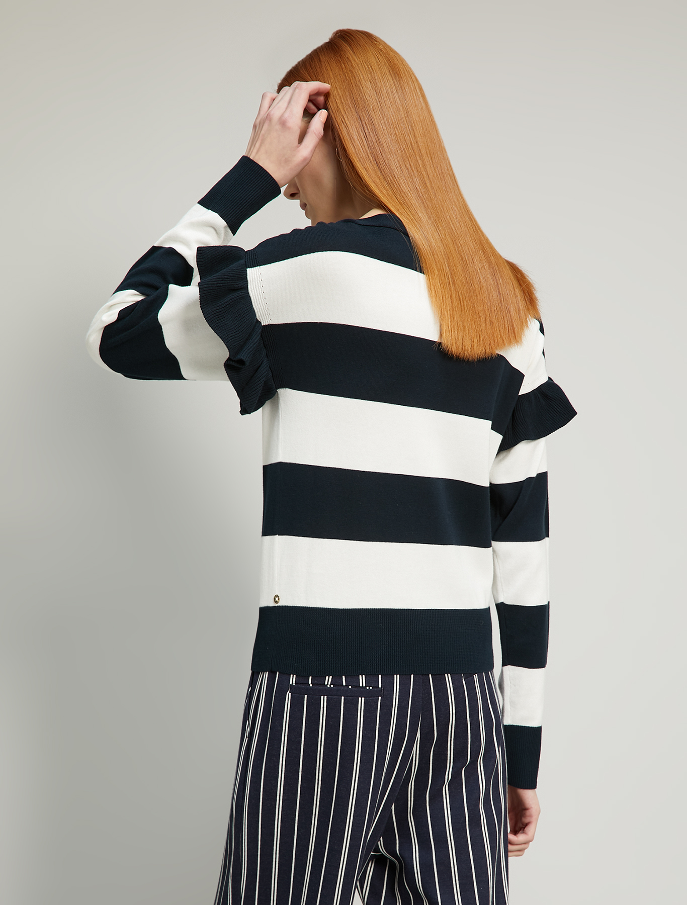 Ruched cotton jumper, navy blue pattern - Pennyblack Ruched cotton jumper - navy blue pattern - pennyblack