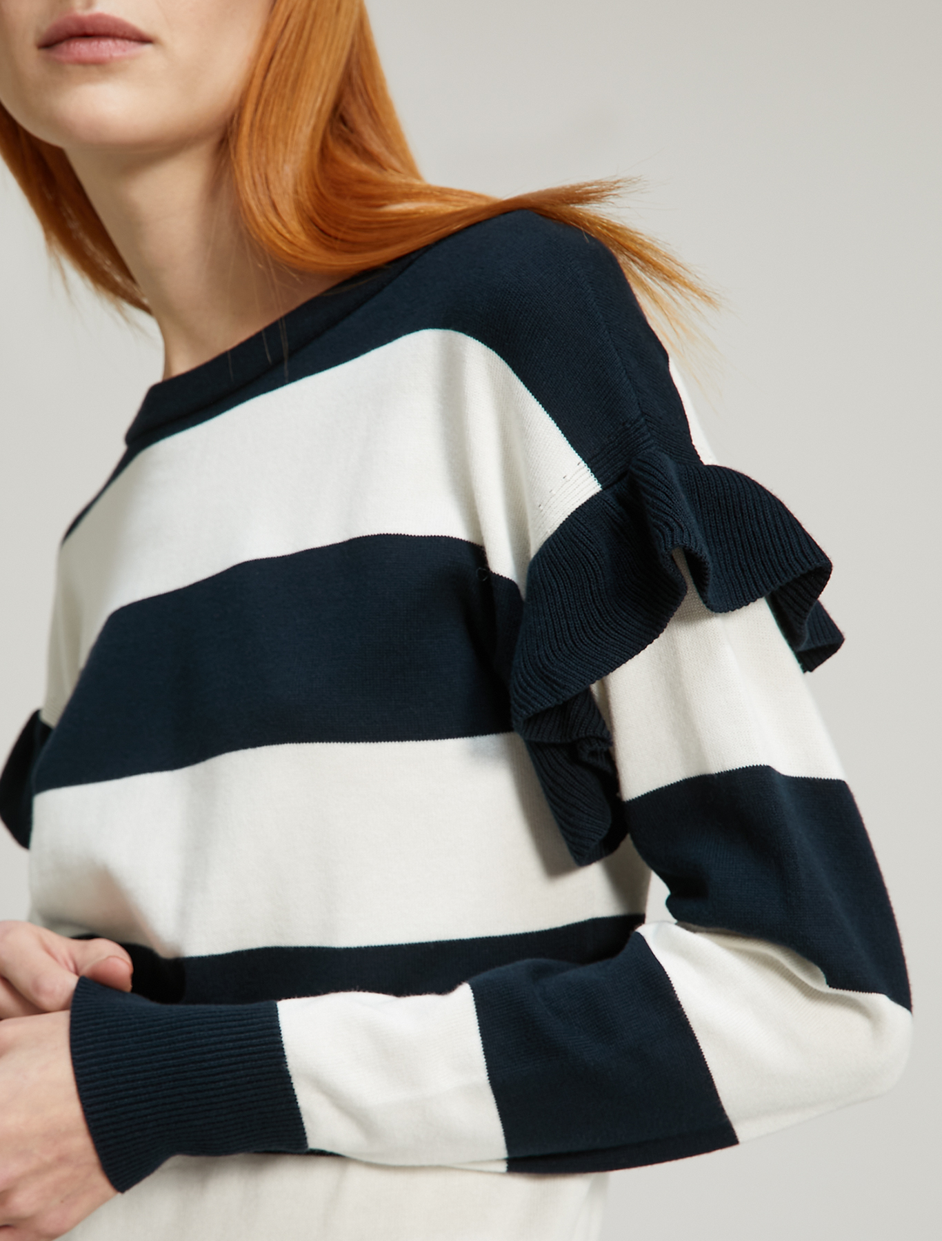 Ruched cotton jumper, navy blue pattern - Pennyblack Ruched cotton jumper - navy blue pattern - pennyblack