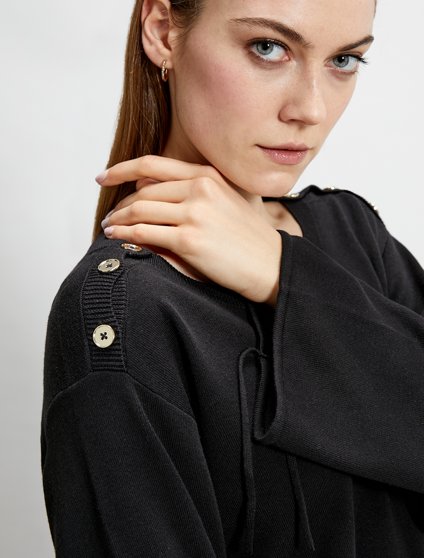 Jumper with buttons and drawstring, black - Pennyblack Jumper with buttons and drawstring - black - pennyblack